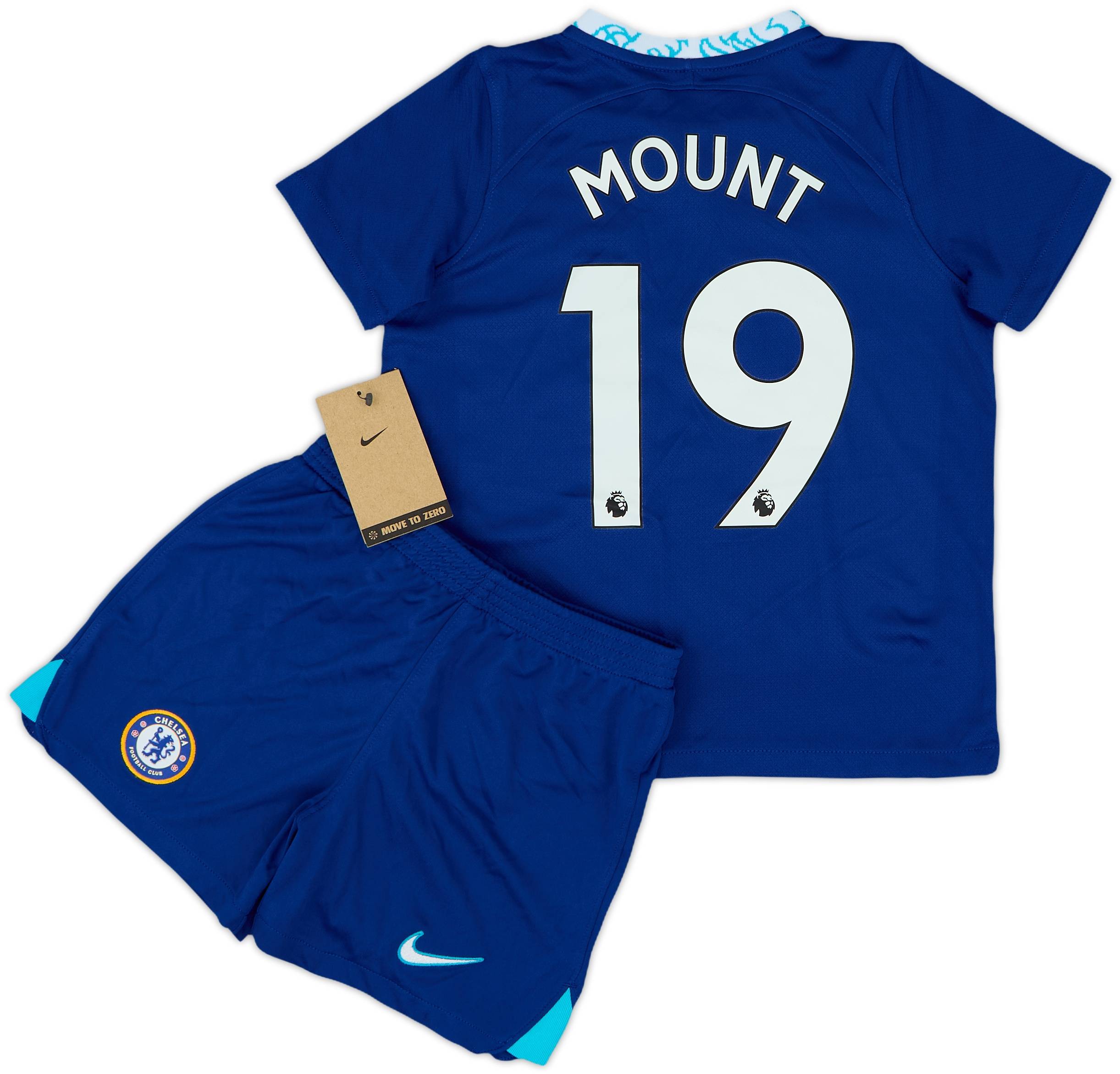 2022-23 Chelsea Home Shirt & Shorts Mount #19 (5-6 Years)