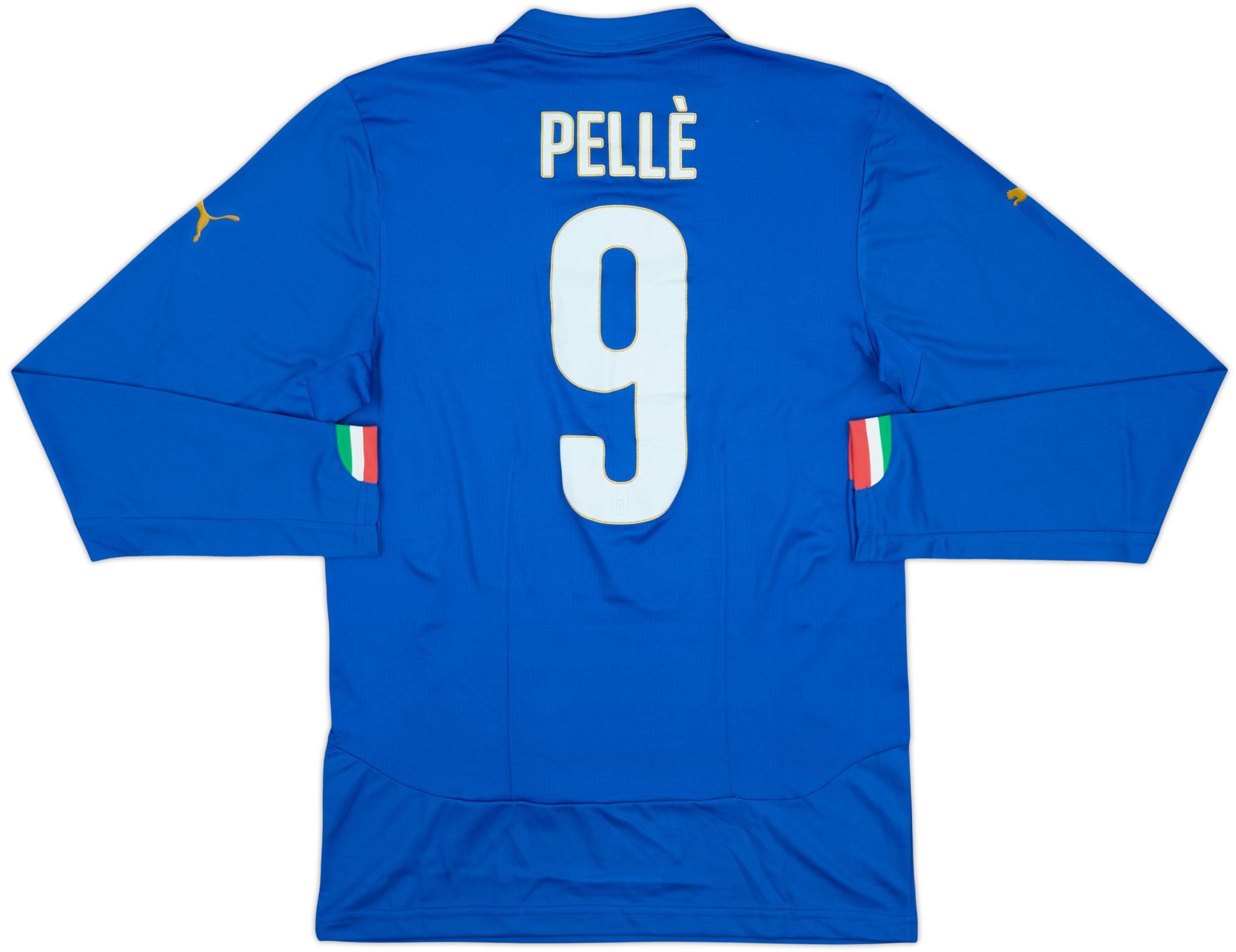 ILLCOMMONS SOCCER SHIRTS イルコモンズ サッカーシャツ ブルー 2014-15 Italy Home L/S Shirt Pelle #9 (M)