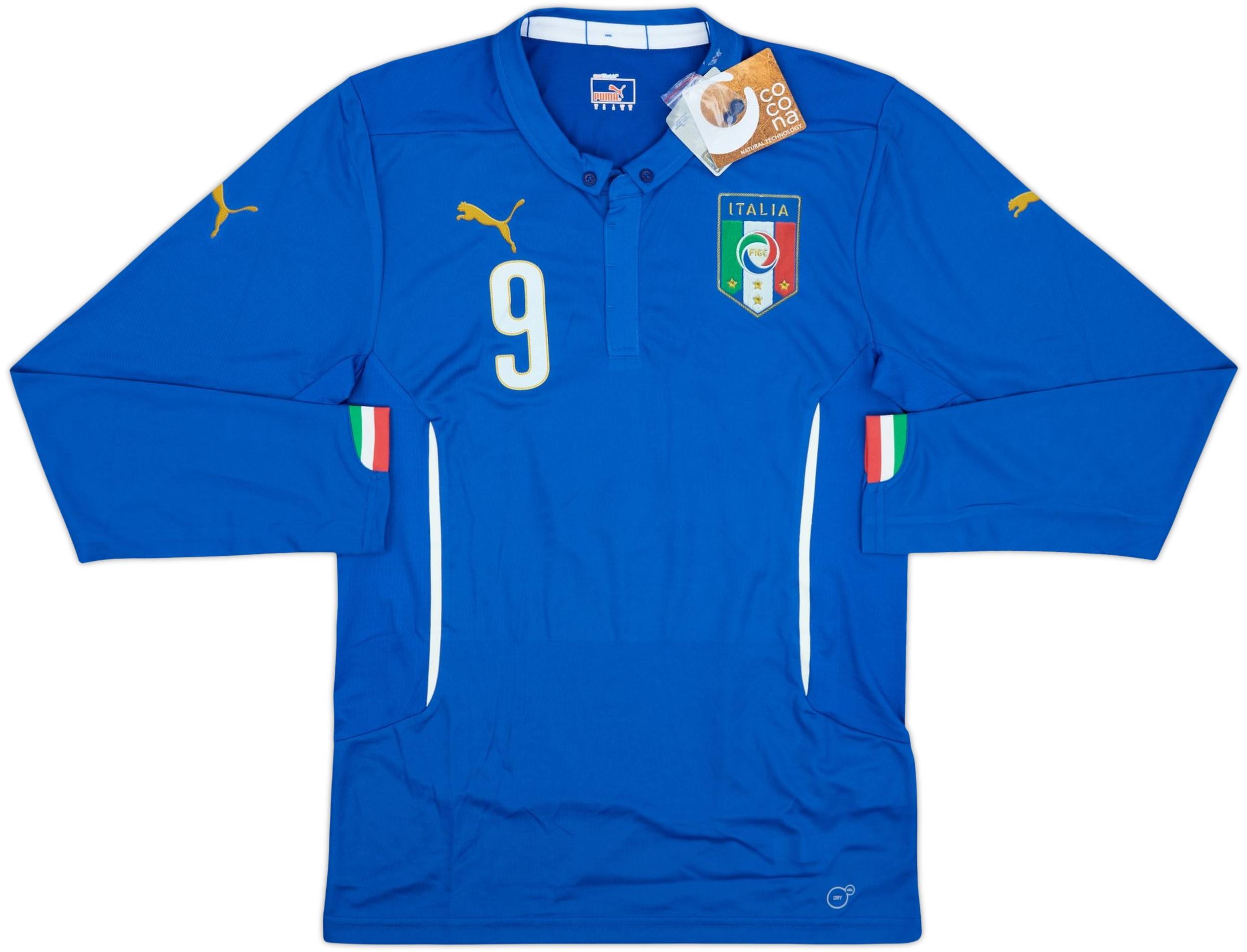 2014-15 Italy Home L/S Shirt Pelle #9 (M)