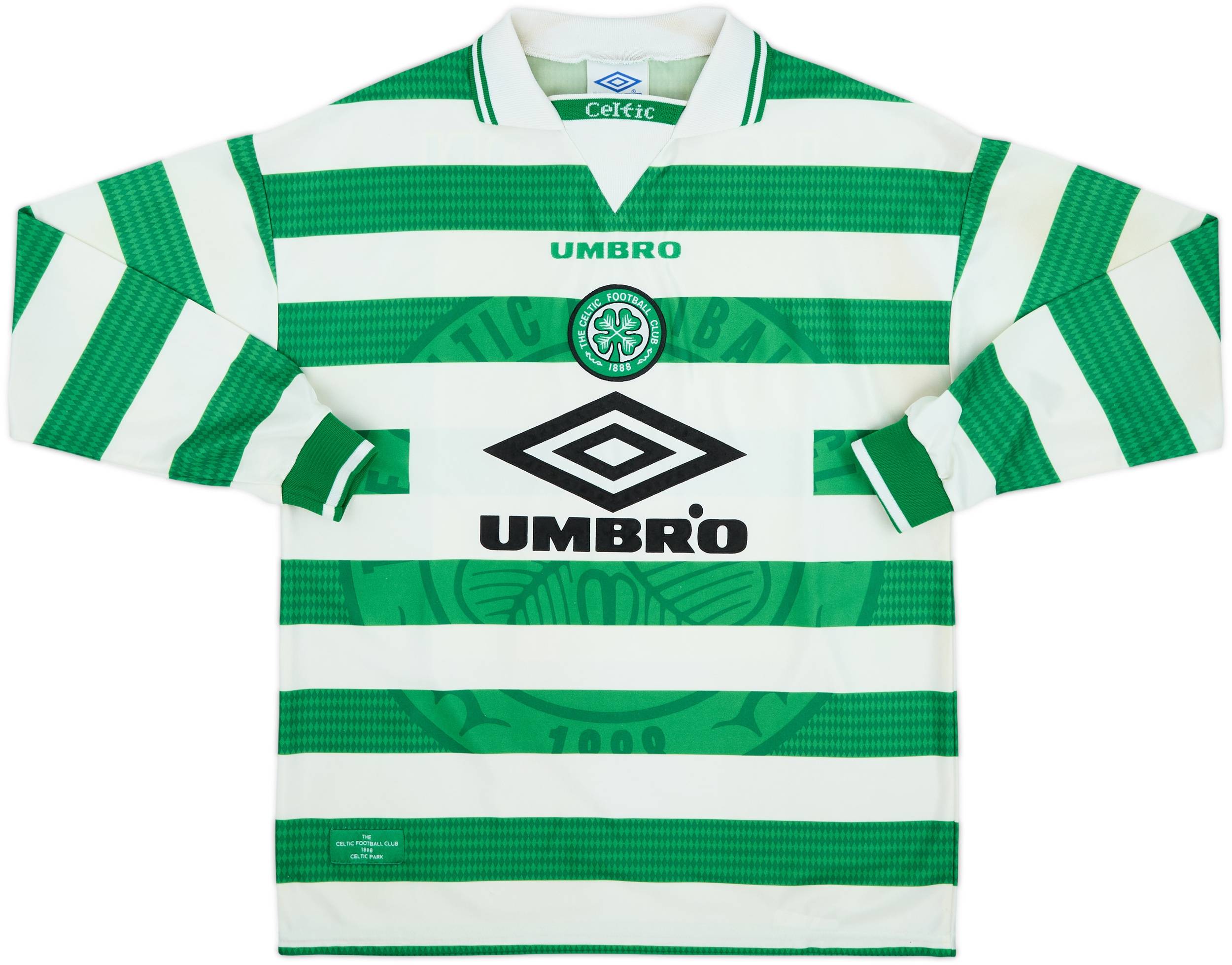 ウェア Celtic 1998/99 Home Uniform #7 LARSSON 1997-99 Celtic Home L/S Shirt Larsson #7 - 8/10 - (L)