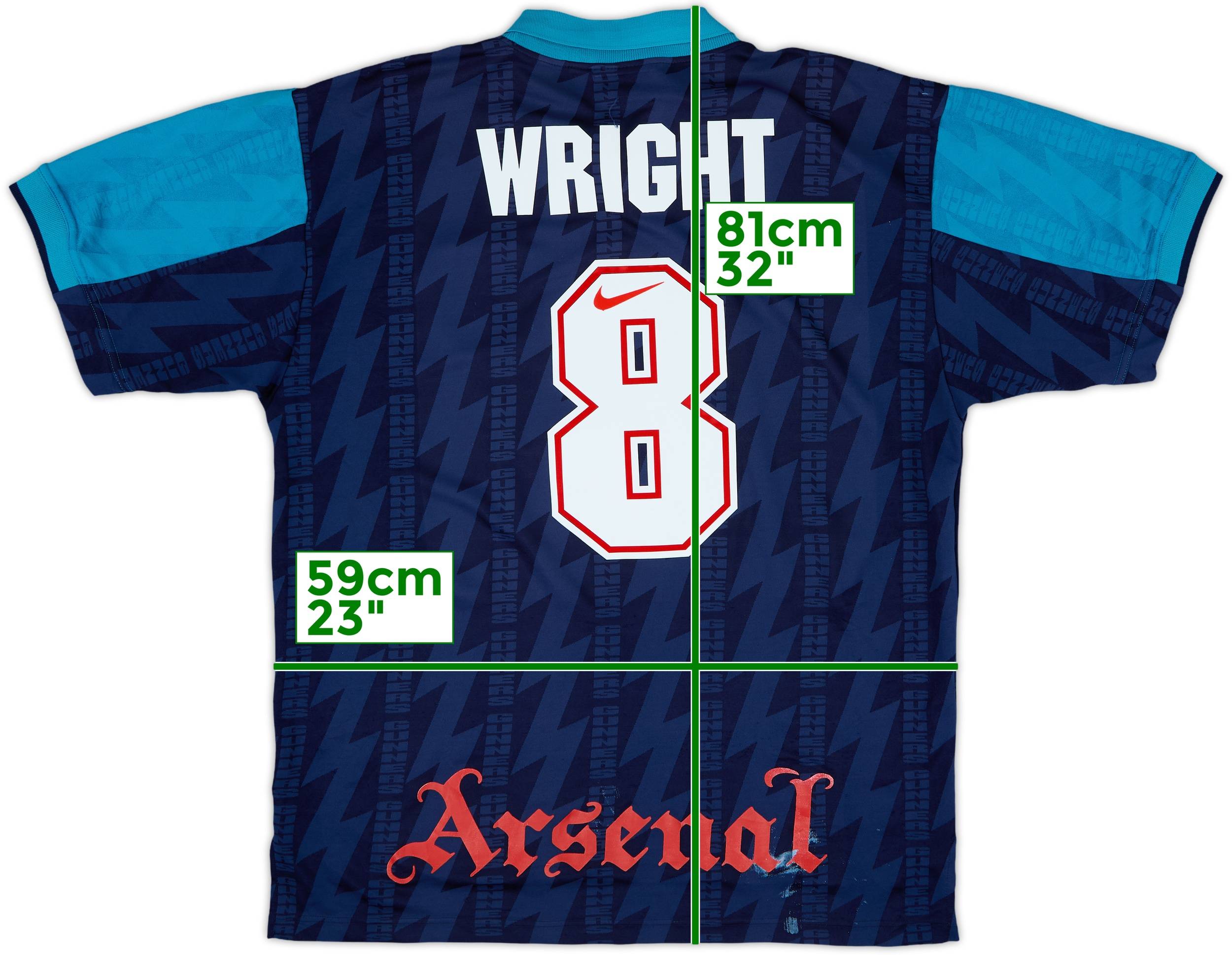 1994-95 Arsenal Away Shirt Wright #8 - 5/10 - (XL)