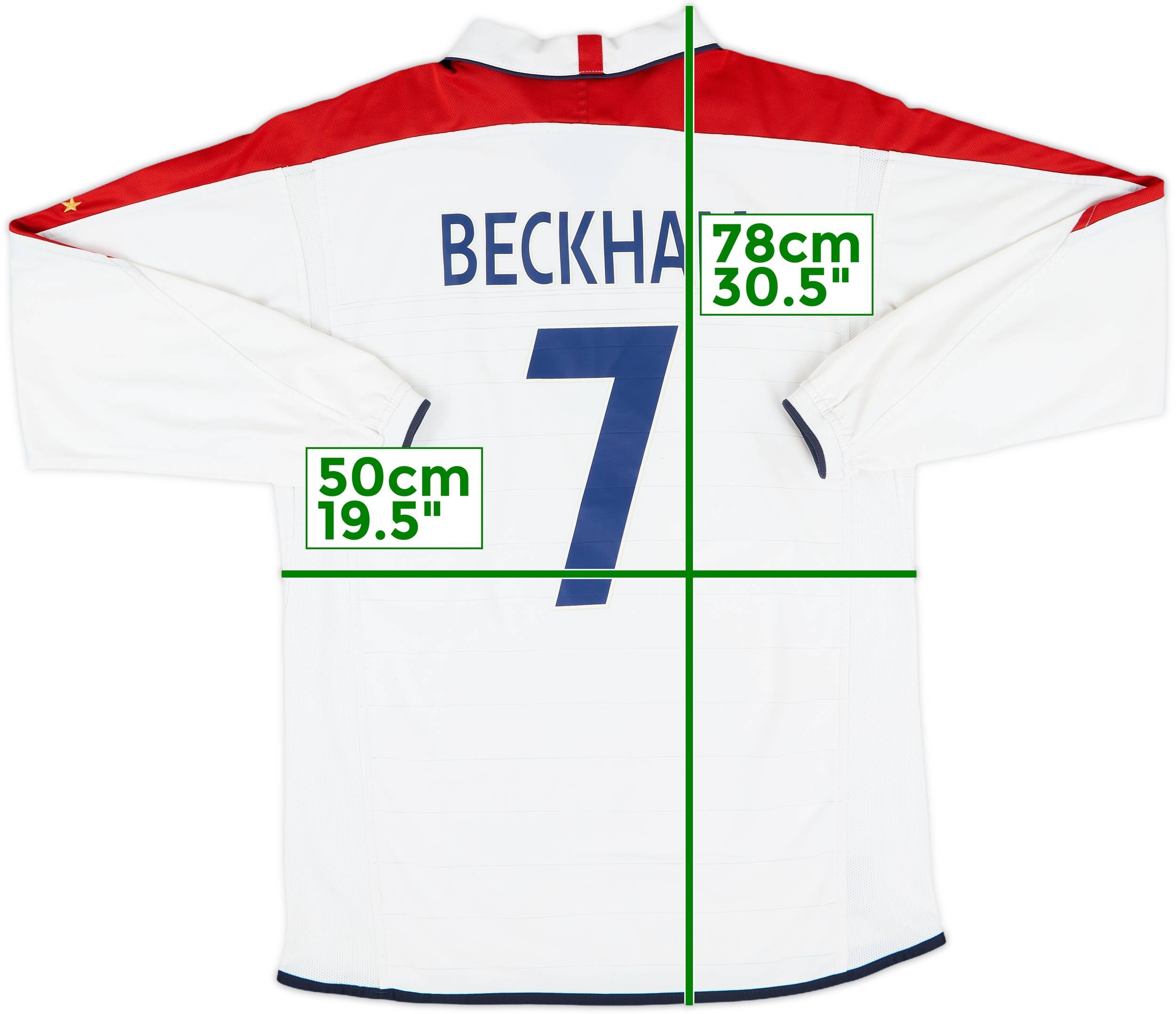 【正規品 01-03 England  L/S Beckham #7】 2001-03 England Home Shirt Beckham #7