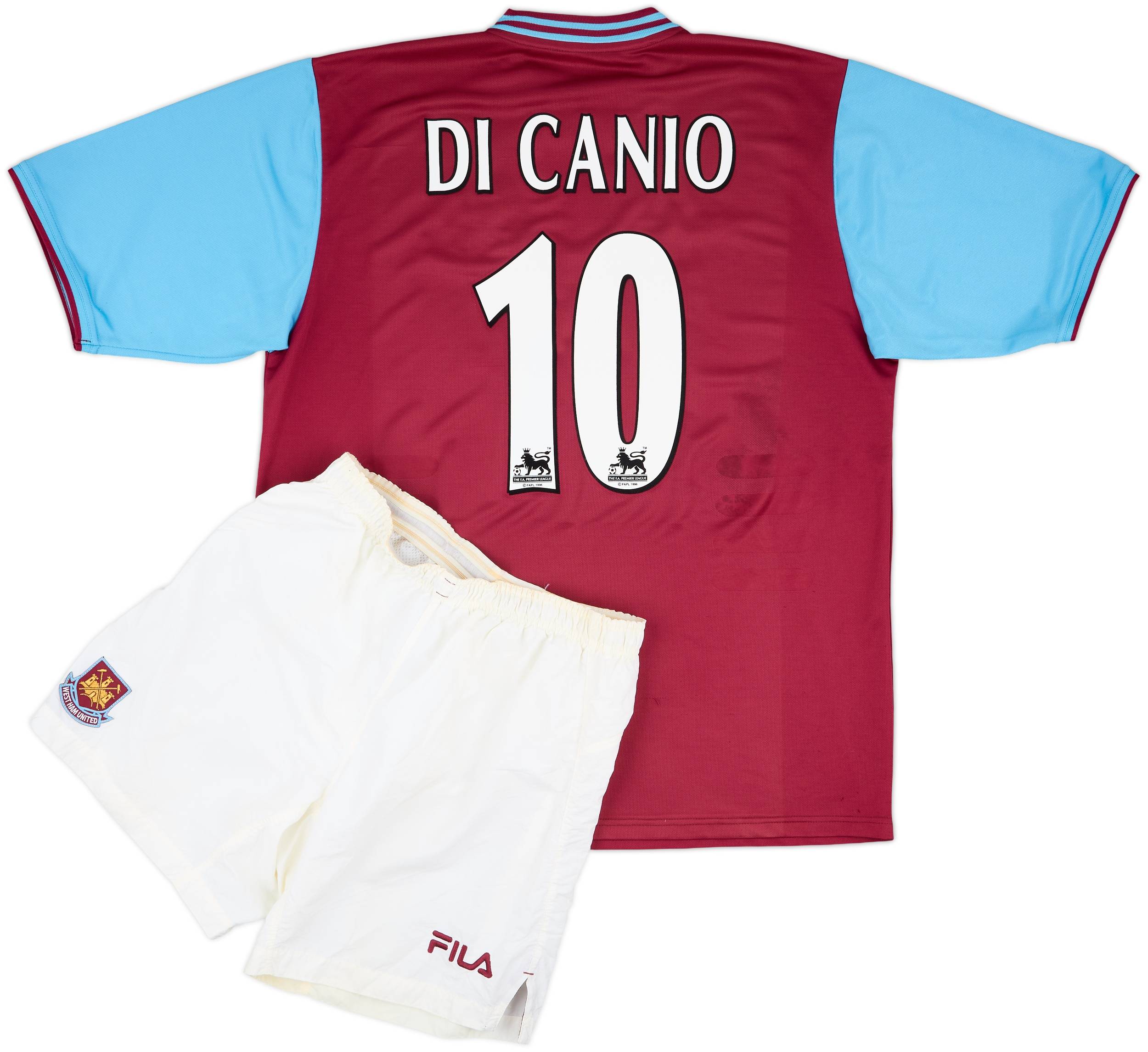 FILA West Ham United DI CANIO 10 シャツ 2001-03 West Ham Home Shirt & Shorts Di Canio #10 - 8/10 - (XL)