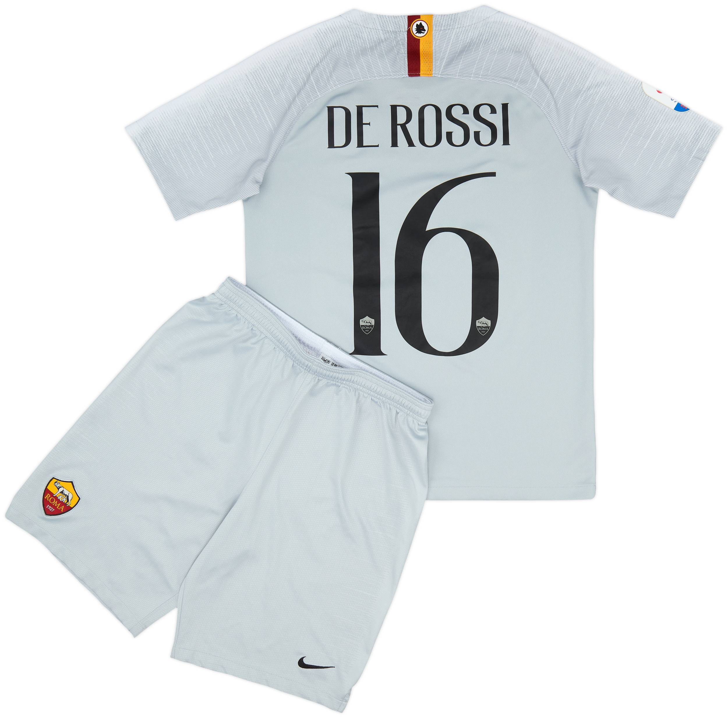 2018-19 Roma Away Shirt and Shorts De Rossi #16 - 9/10 - (XL.Boys)