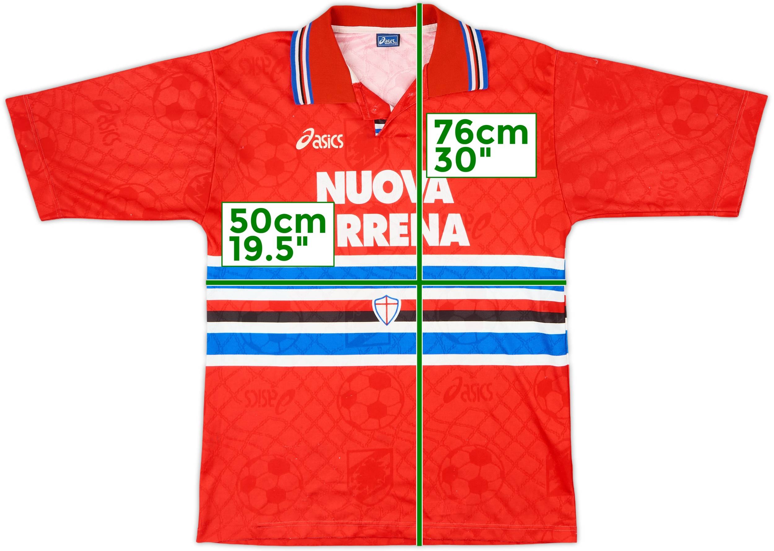 Vtg 95/96 asics × Sampdoria Game Shirts 1995-96 Sampdoria Home L/S Shirt - 4/10 - (M)