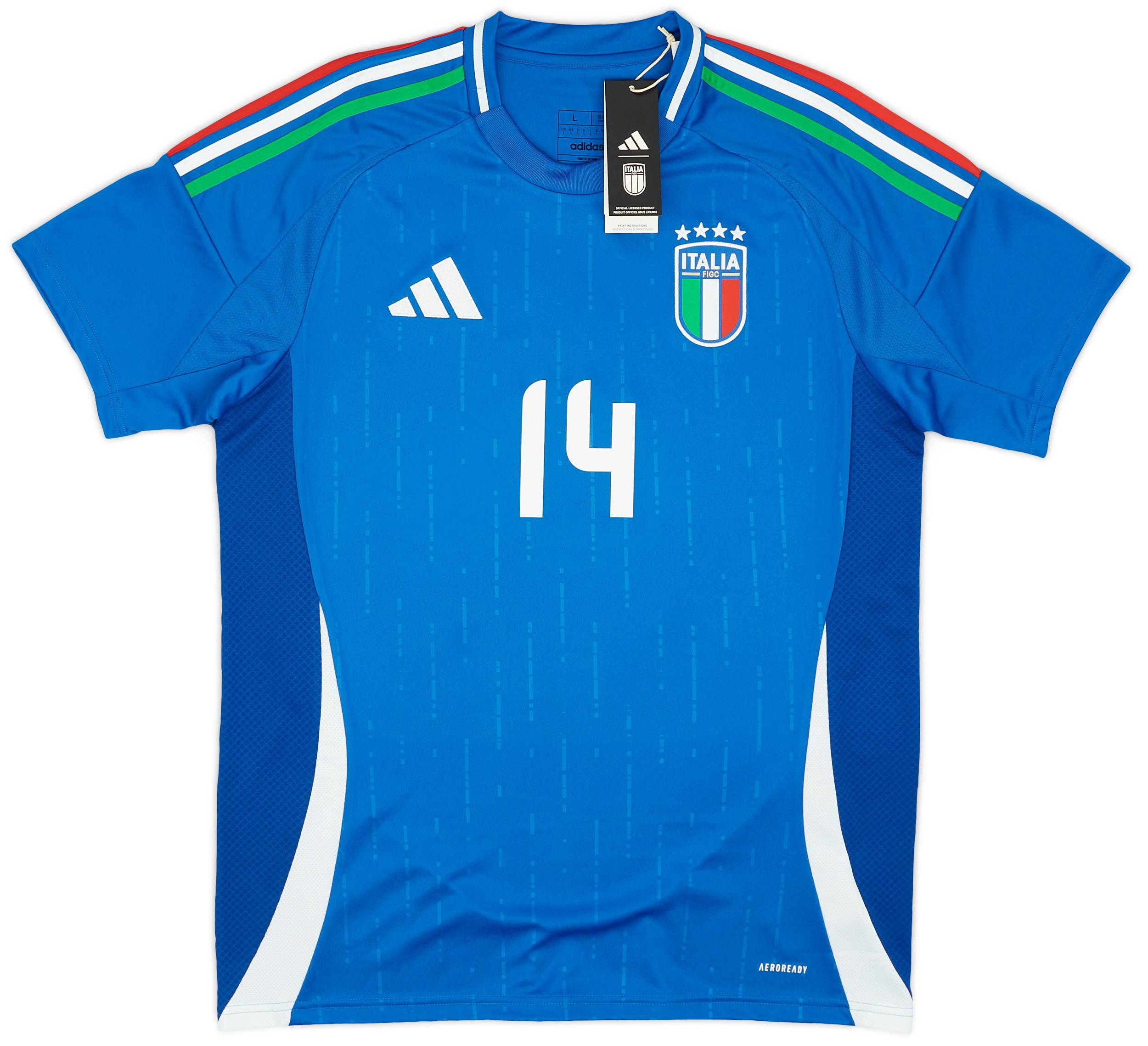 イタリア代表 2024 ホーム 半袖 ユニフォーム No.14 キエーザ