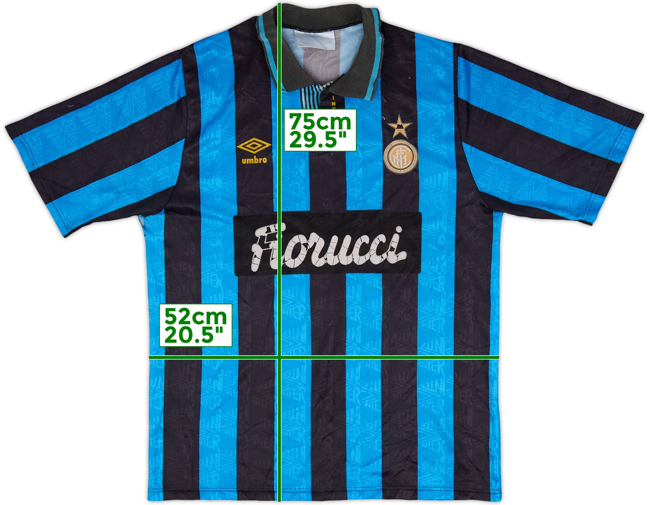 ウェア inter 1992-93 home uniform long shirt 1992-94 Inter Milan Home Shirt - 3/10 - (M)