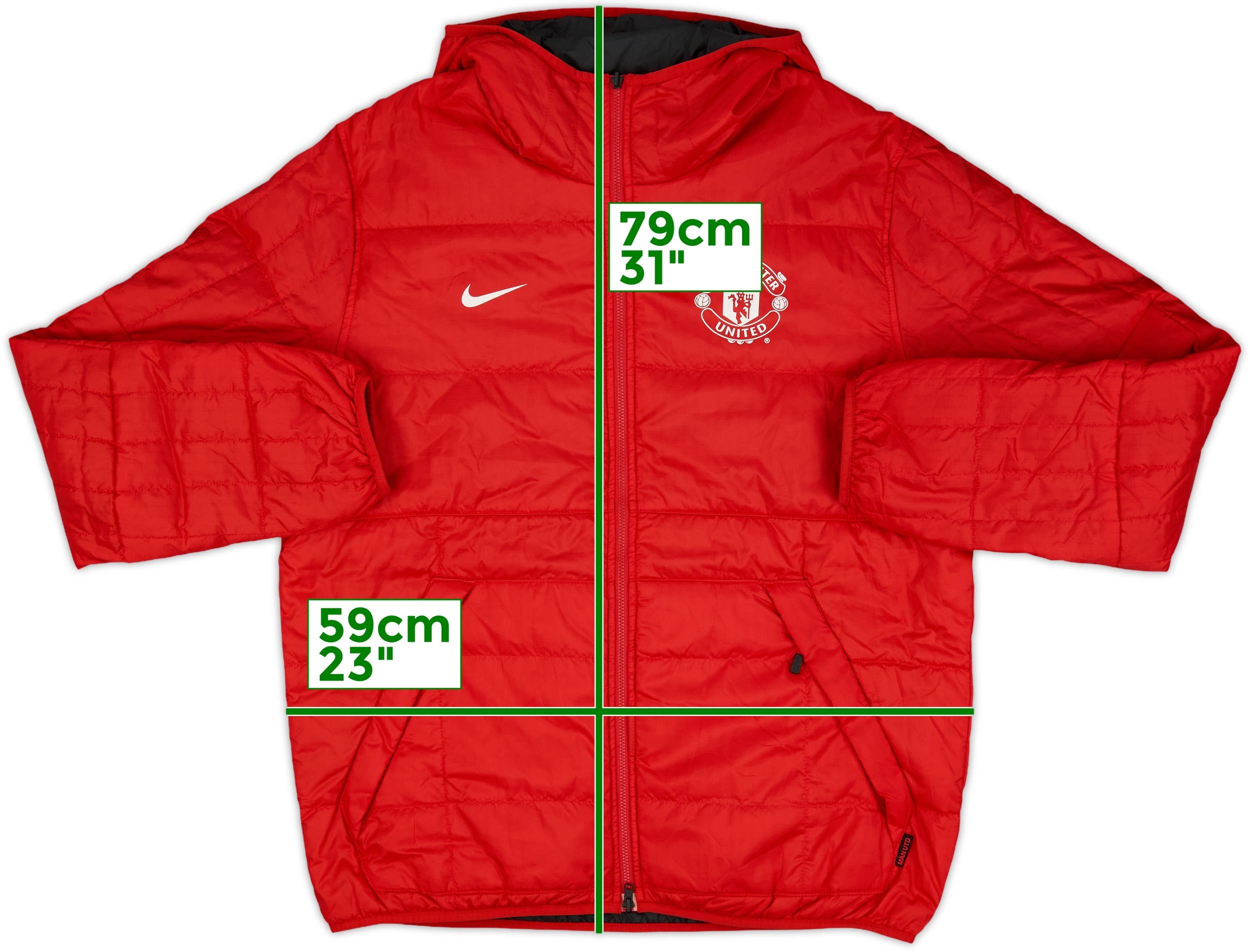 2013-14 Manchester United Nike Reversible Hooded Bench Coat - 9/10
