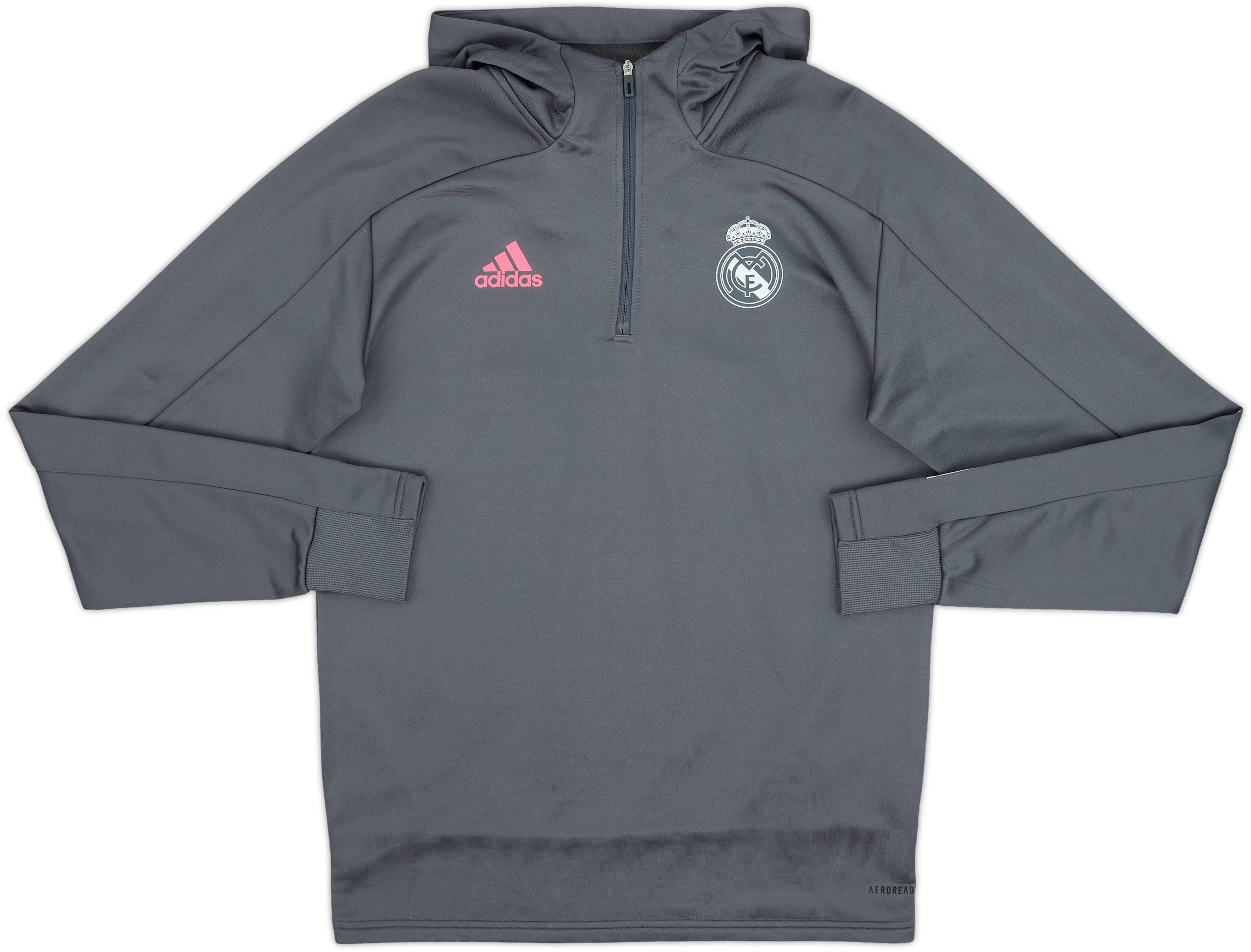 2020-21 Real Madrid adidas 1/4 Zip Hooded Drill Top - 9/10 - (M)