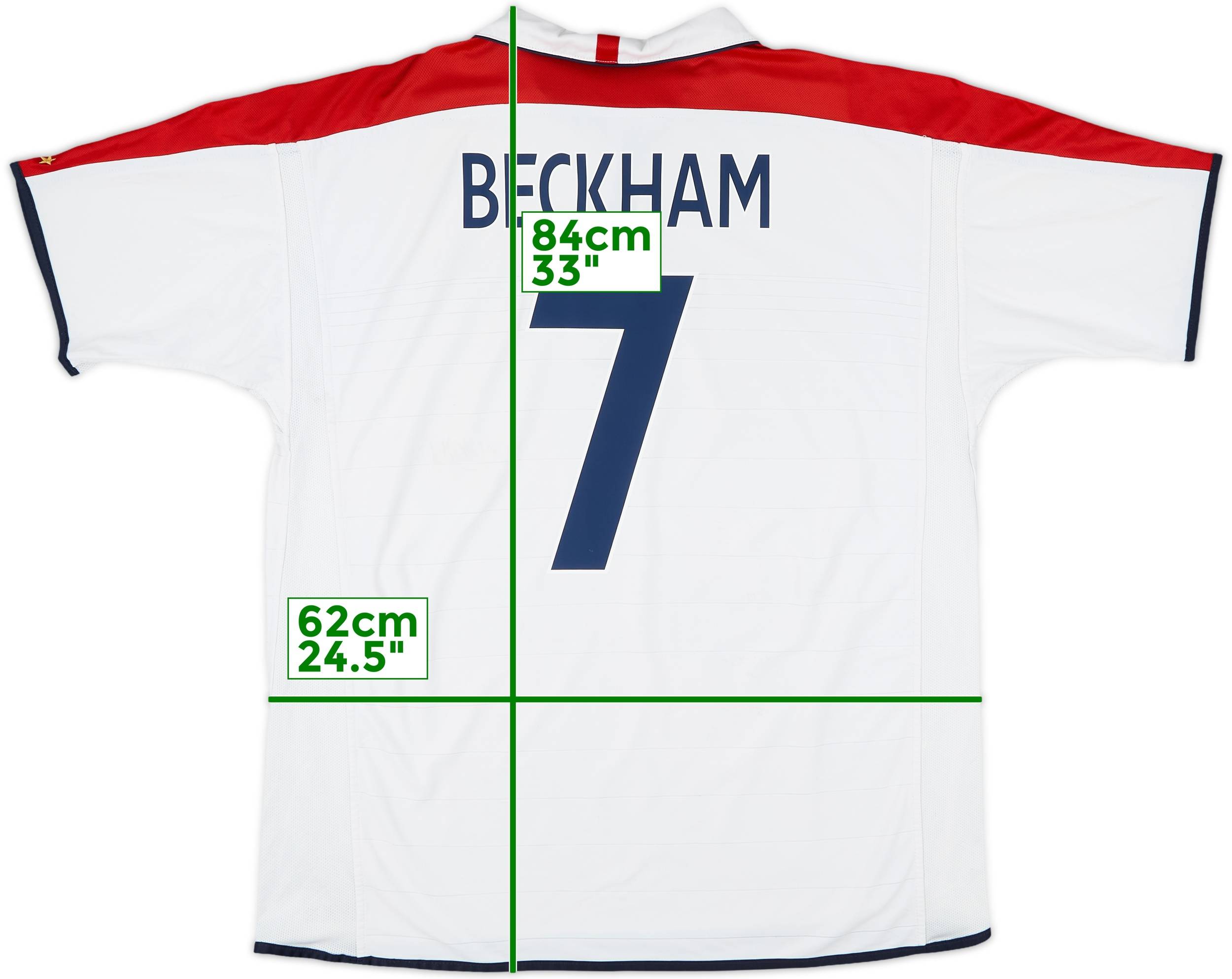 2003-05 England Home Shirt Beckham #7 - 6/10 - (XXL)