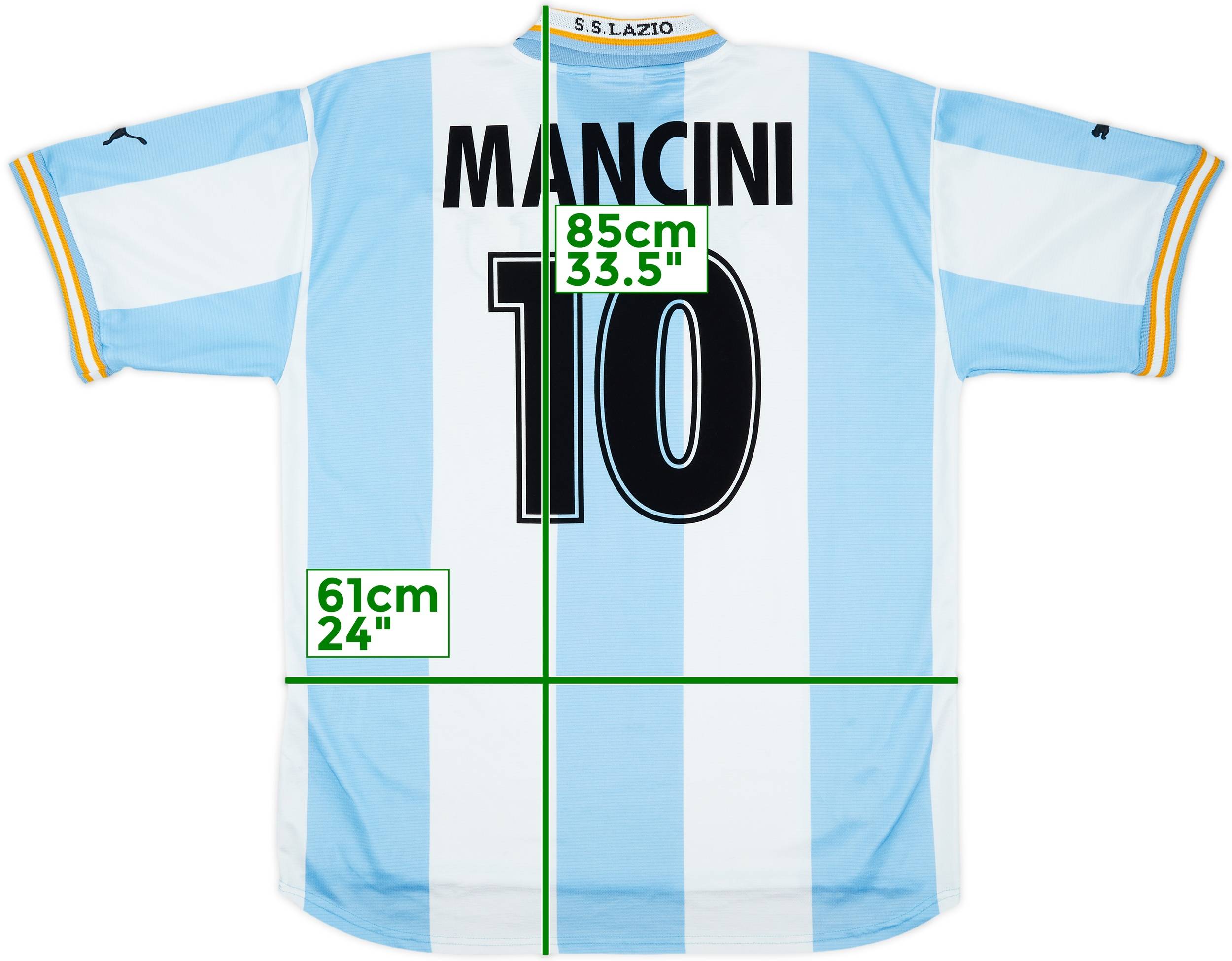 1997-98 Lazio Home Shirt Mancini #10 - 7/10 - (Y)