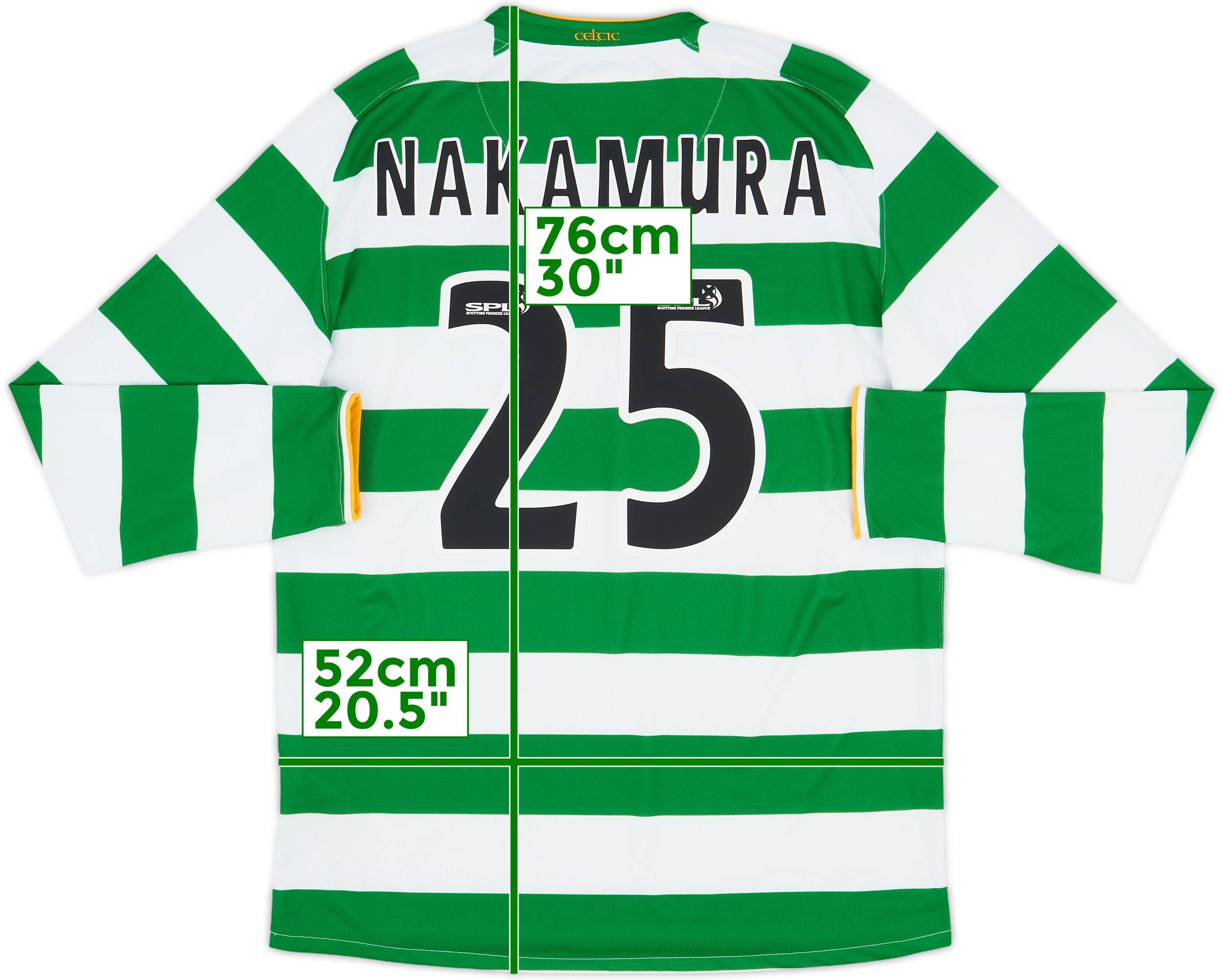 2008-10 Celtic Home L/S Shirt Nakamura #25 - 7/10 - (M)