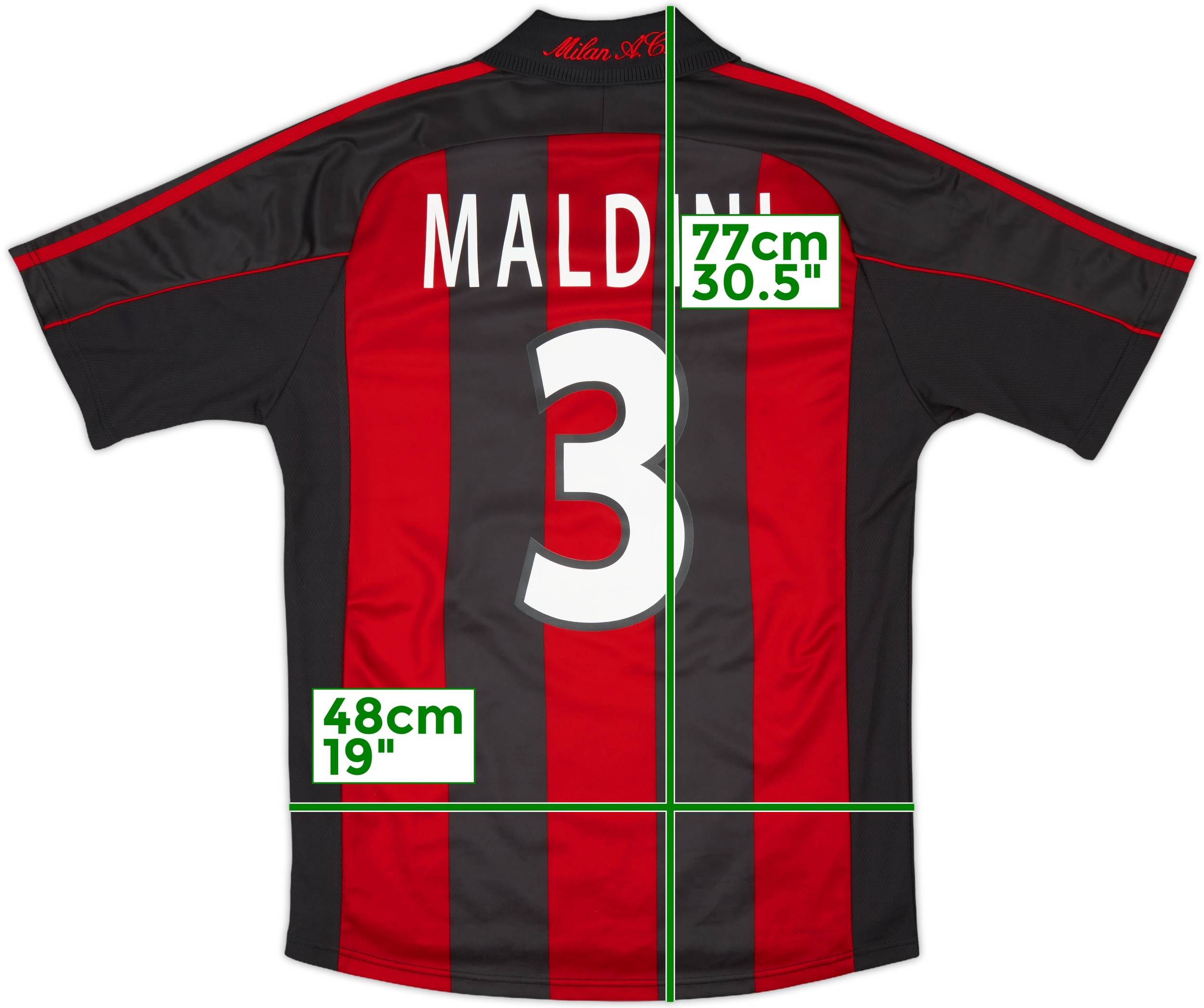 贅沢品 Maldini Shirt Home Milan AC 2000-02 #3 (S) - 10/10 - ウェア