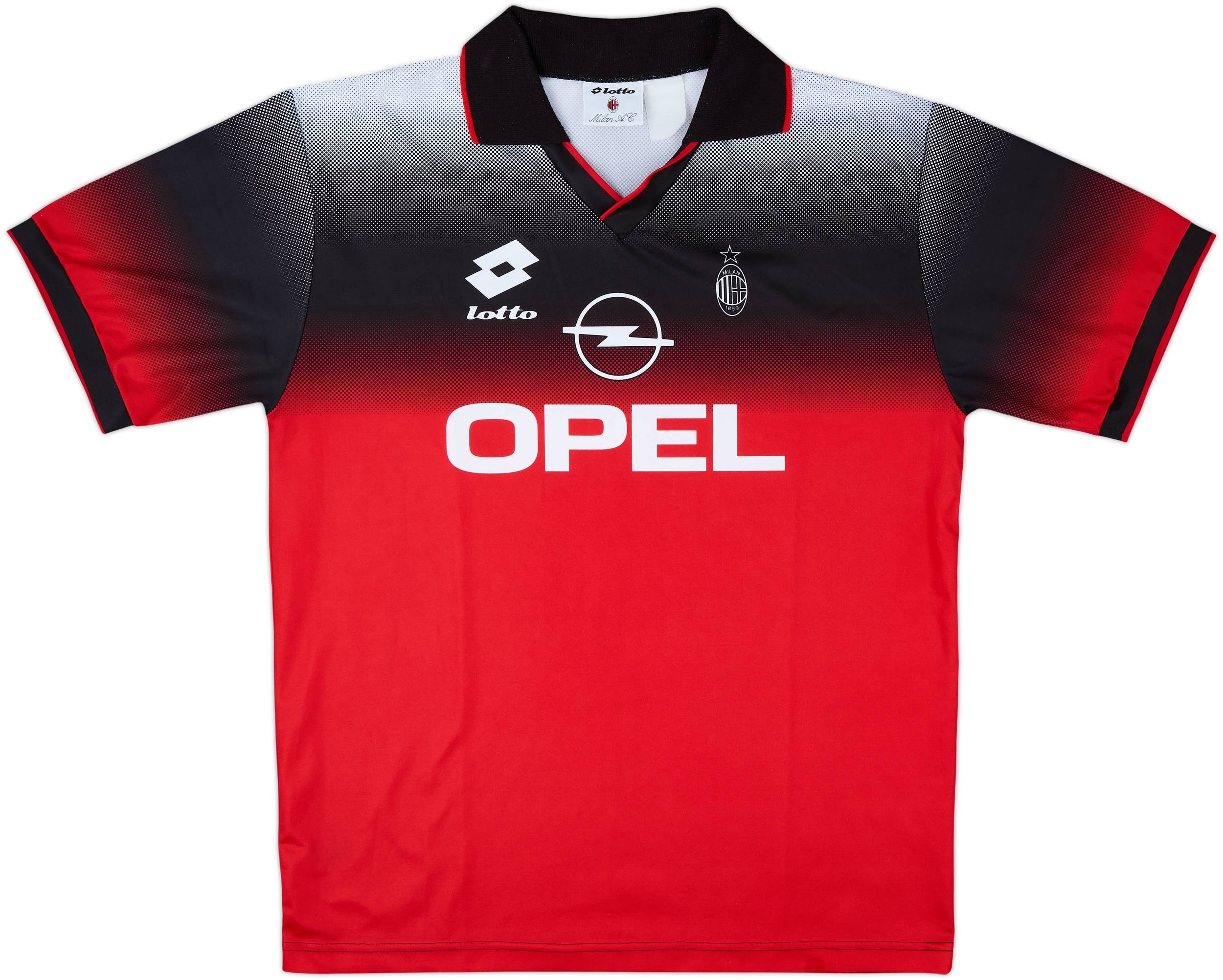 ウェア 90s LOTTO FC Milan Football Game Shirt LOTTO AC MILAN JERSEY LONG SLEEVE FOOTBALL SHIRT SOCCER HOME