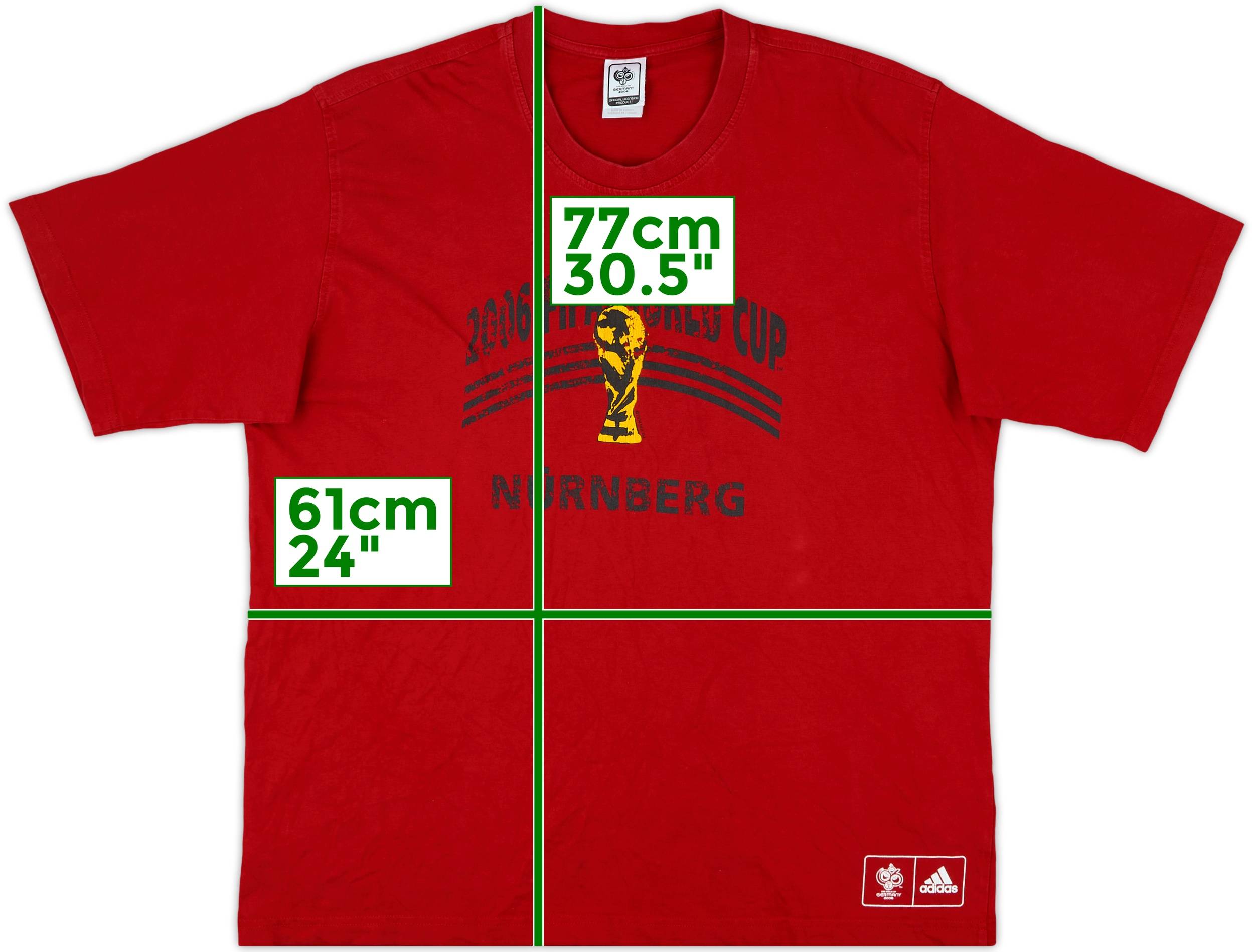 adidas 1.FC Nurnberg ニュルンベルク リンガーTシャツ 2006 adidas World Cup 'Nurnberg' Graphic Tee - 9/10 - (XL)