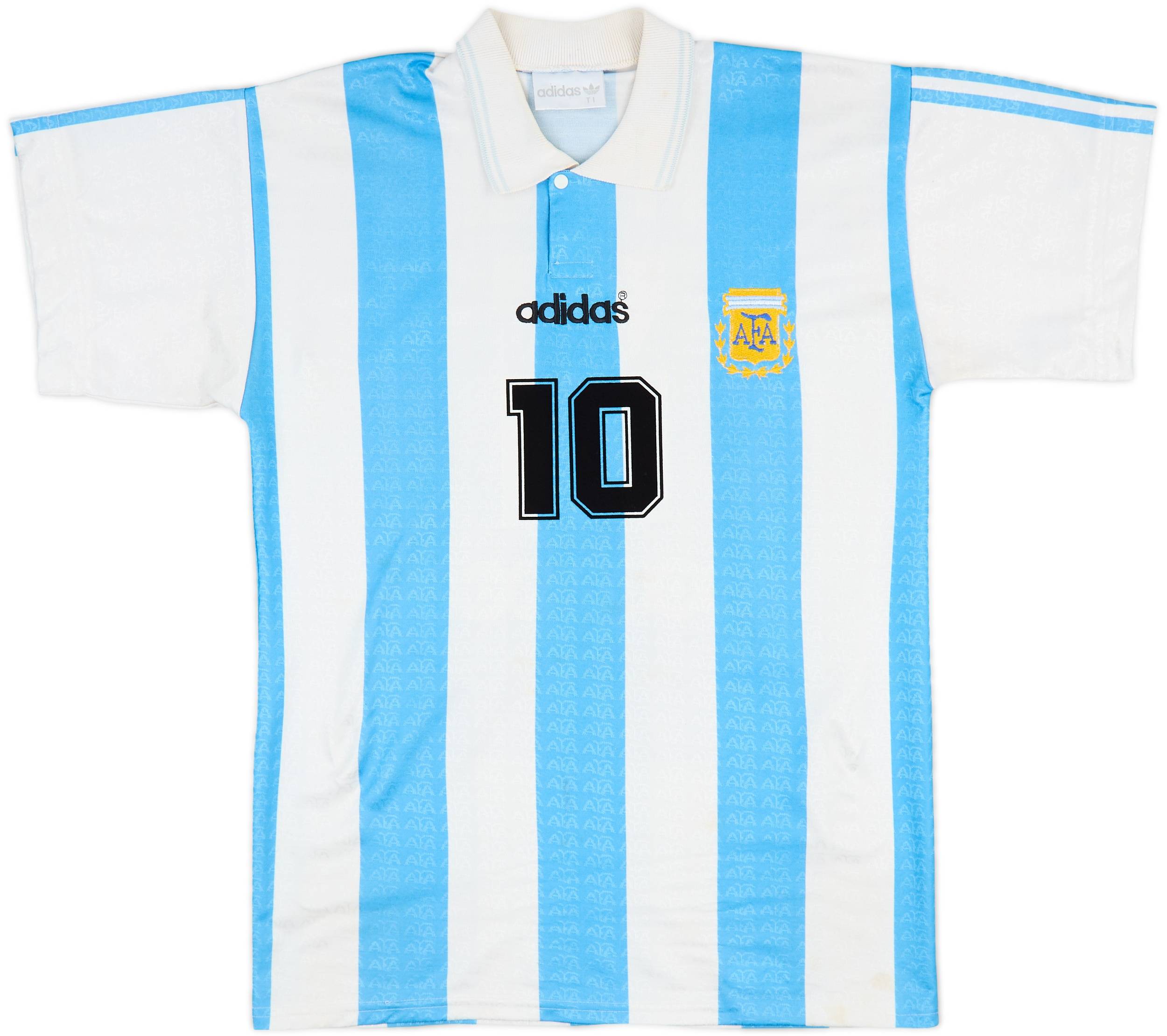 1994-97 Argentina Away L/S Shirt Maradona #10 - 9/10 - (L)