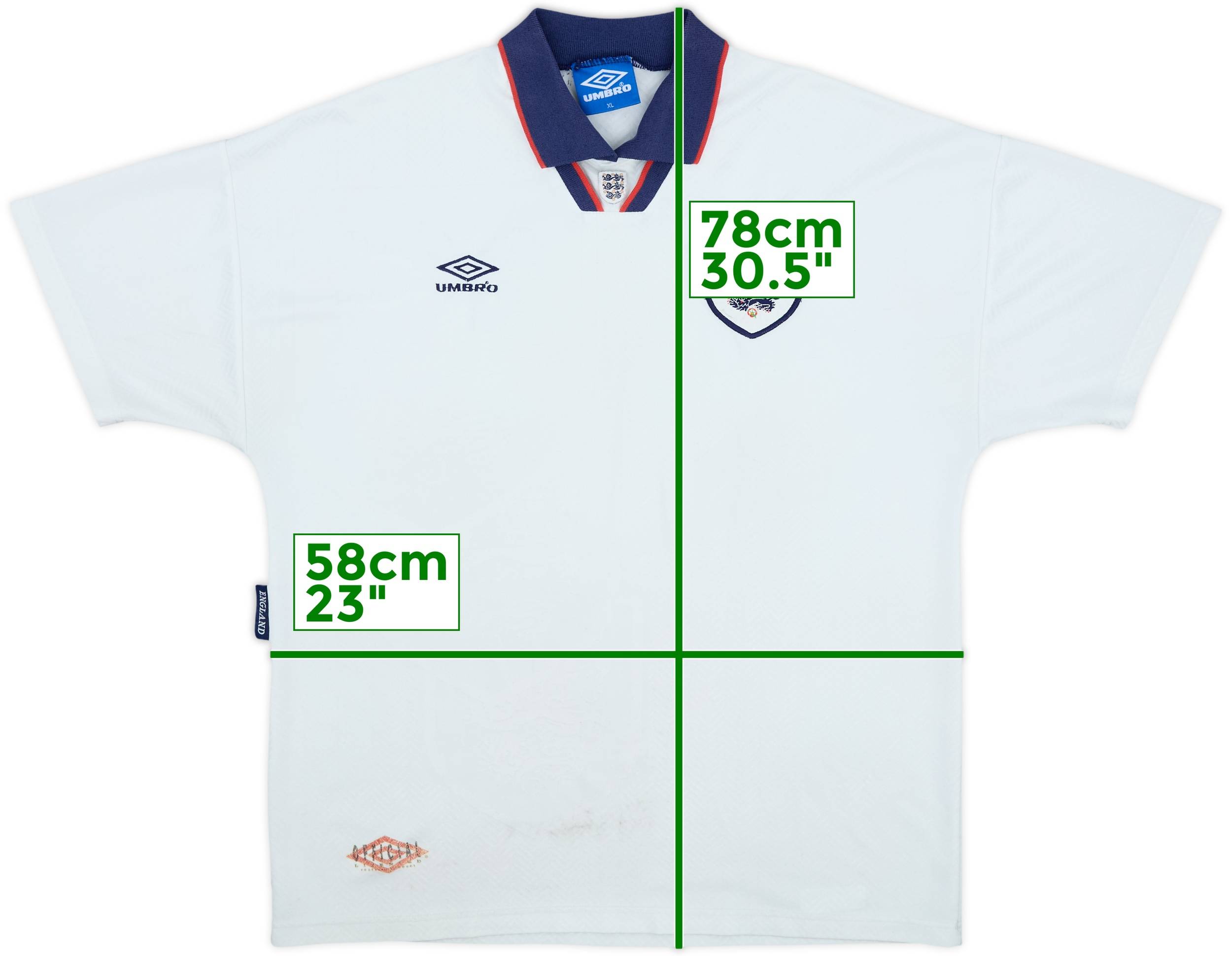 イングランドTシャツ 1993-95 England Home Shirt - 5/10 - (XL)