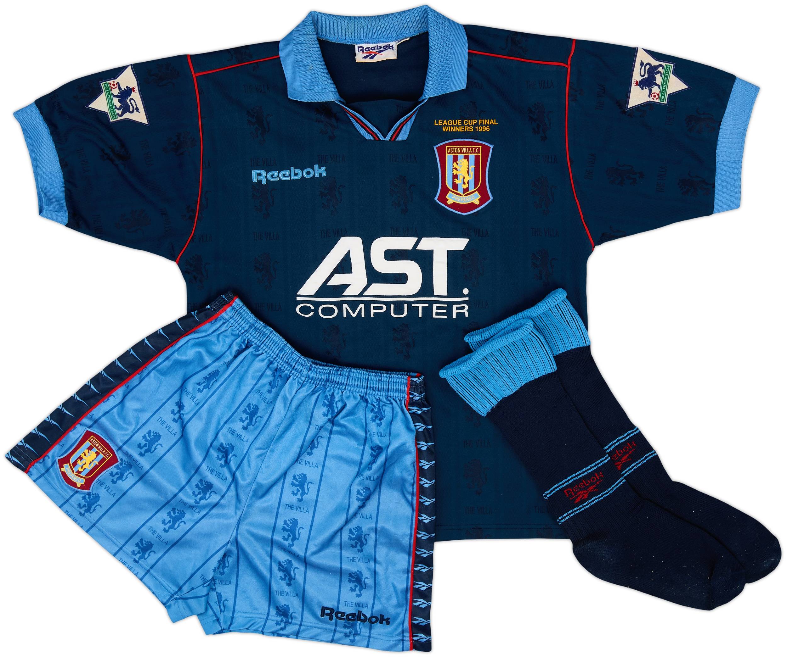 1995-97 Aston Villa Away Full Kit Yorke #18 - 9/10 - (S)