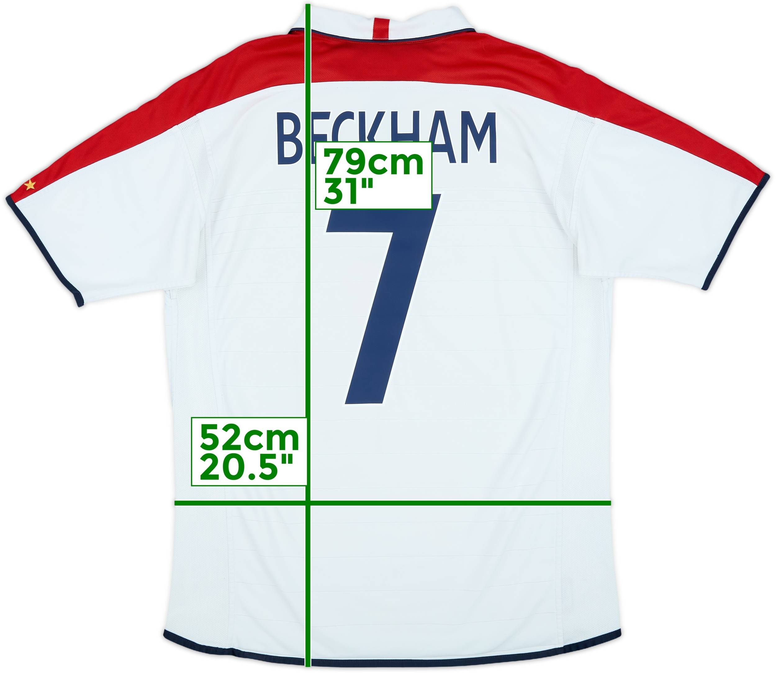 2003-05 England Home Shirt Beckham #7 - 6/10 - (L)