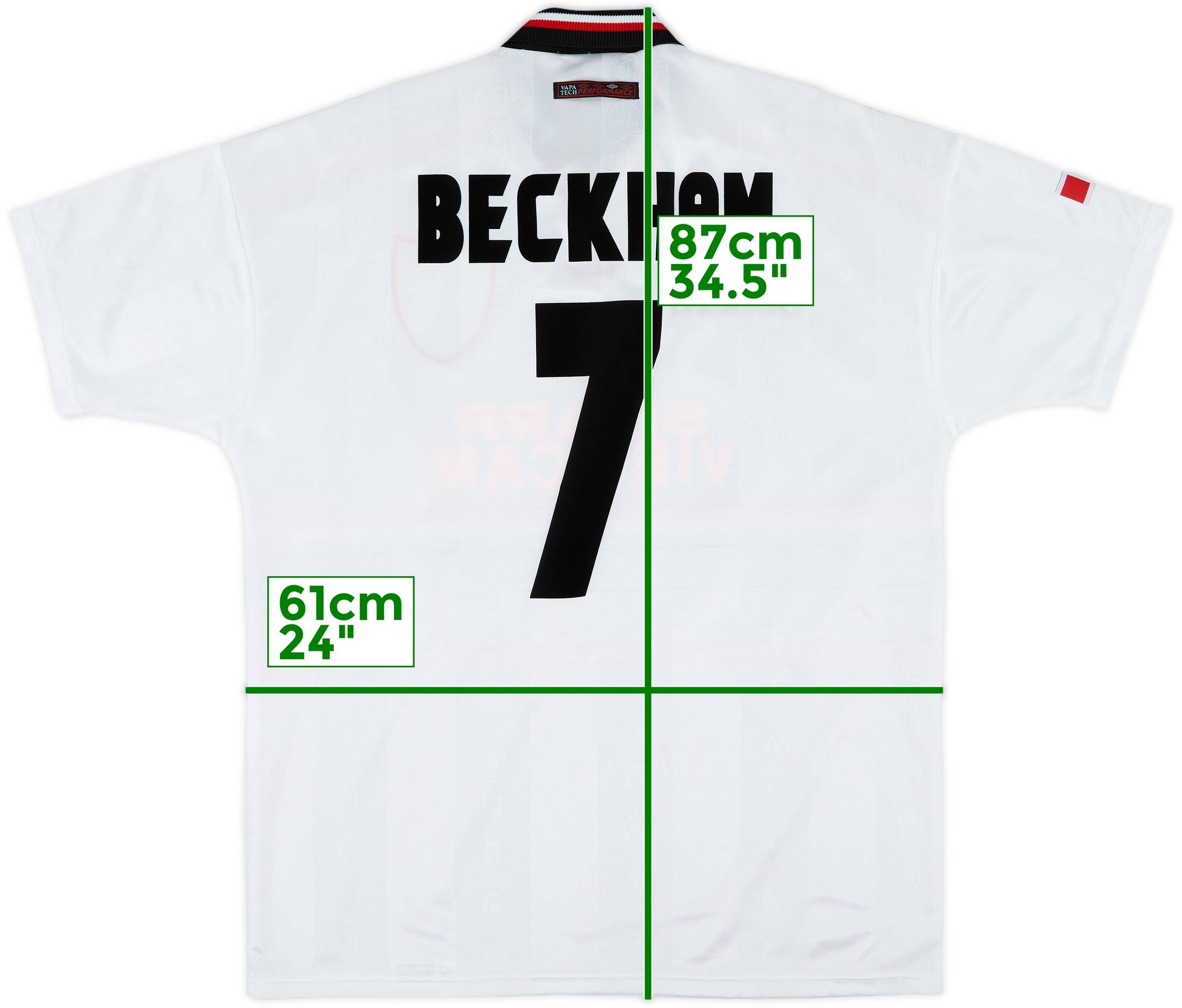 1997-99 Manchester United Away Shirt Beckham #7 - 8/10 - (XL)