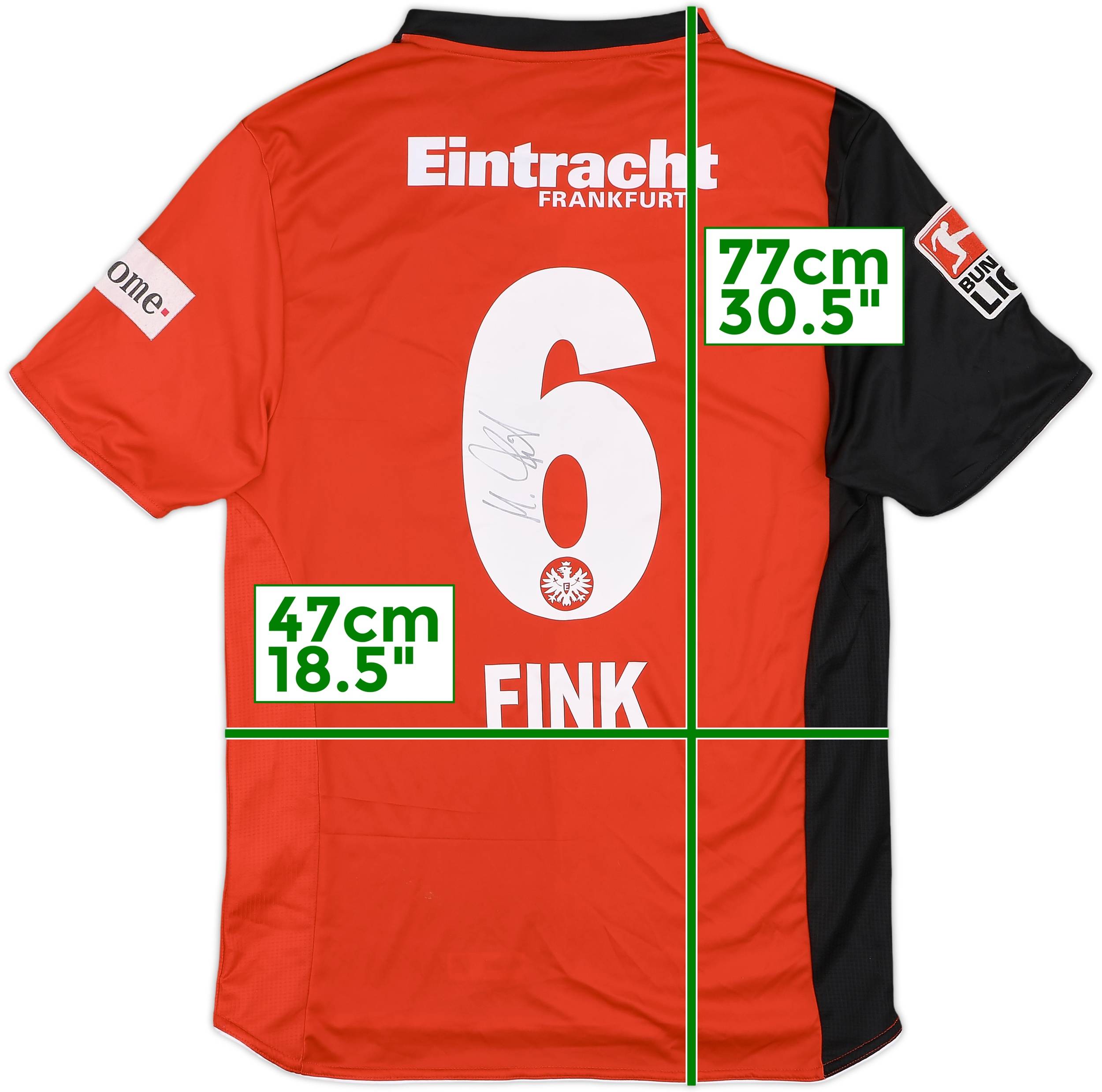 Eintracht Frankfurt 乾選手サイン入りユニフォーム 2007-09 Eintracht Frankfurt Signed Home Shirt Fink #6 - 8/10
