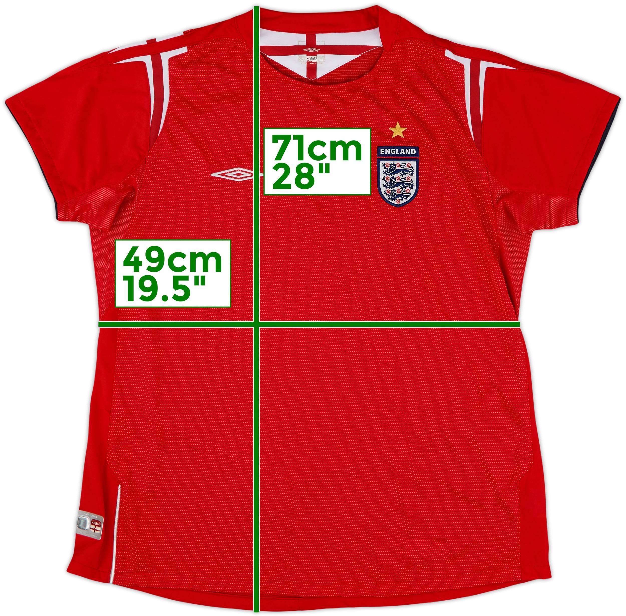 04/06 UMBRO × ENGLAND Away Game Shirts 2004-06 England Away L/S Shirt - 8/10 - (XL.Boys)