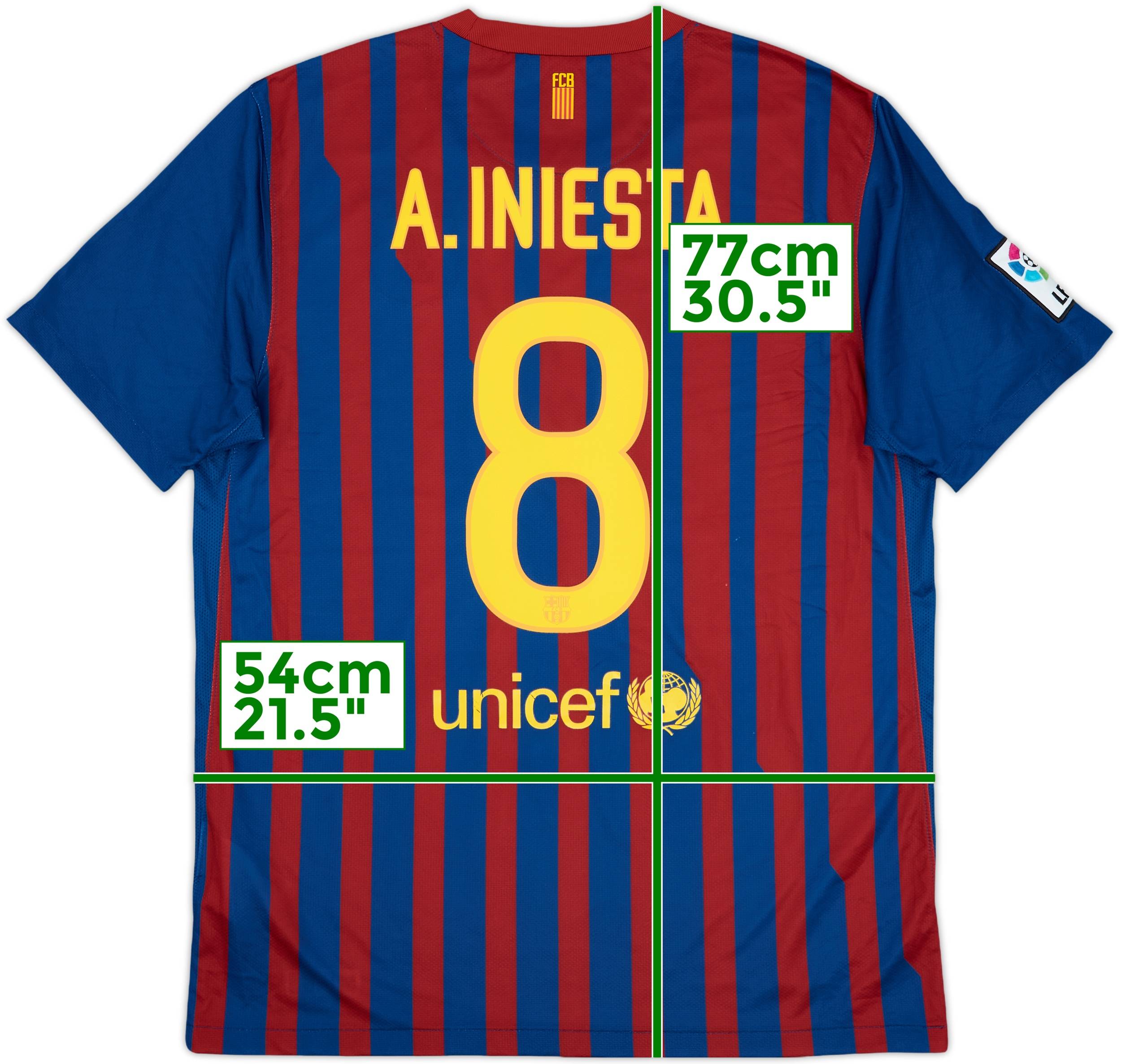 2011-12 Barcelona Home Shirt Iniesta #8 - 8/10 - (L)
