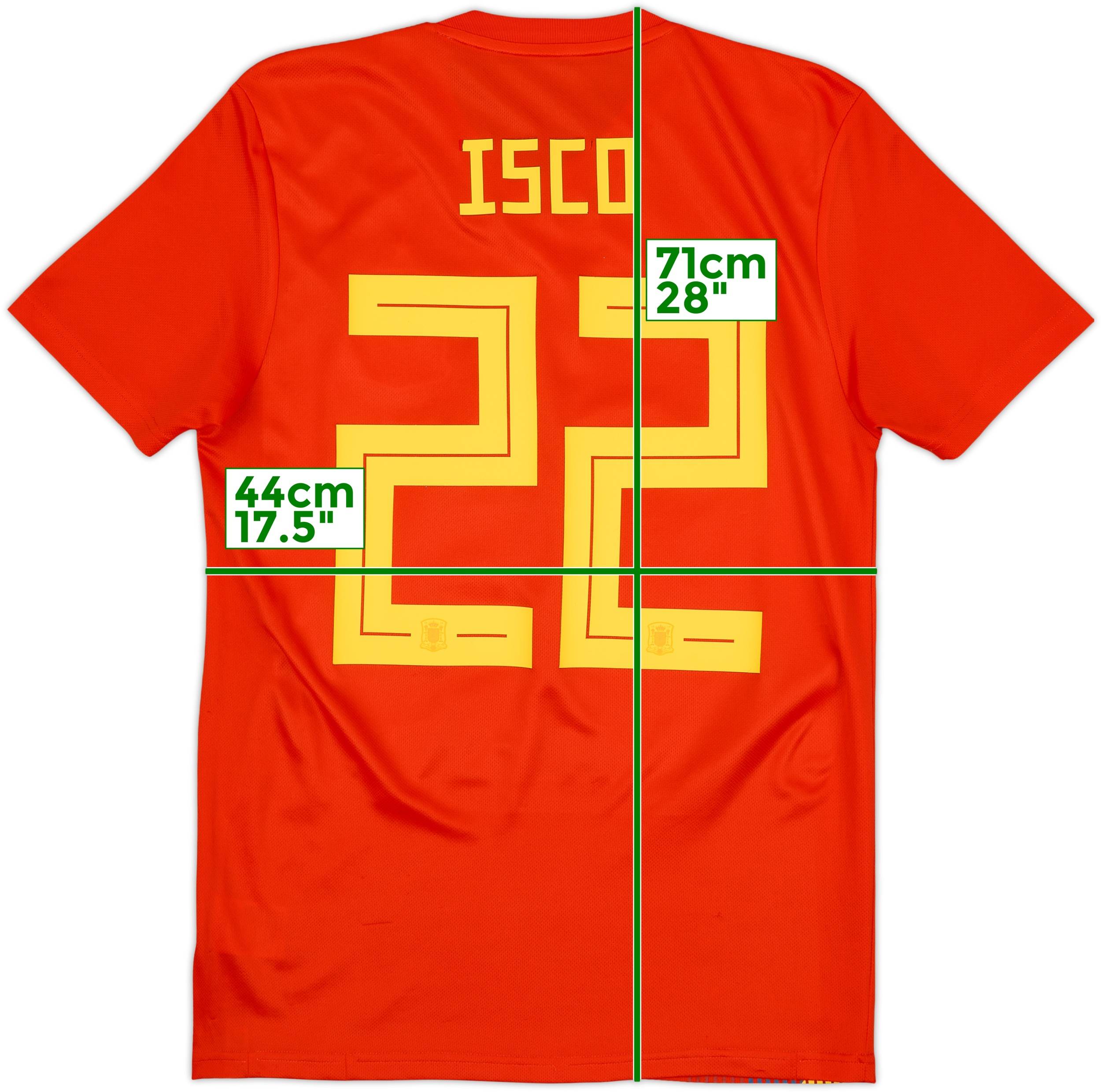 ISCO ユニフォーム 22番 【Lサイズ】 2018-19 Spain Home Shirt Isco #22 - 8/10 - (S)