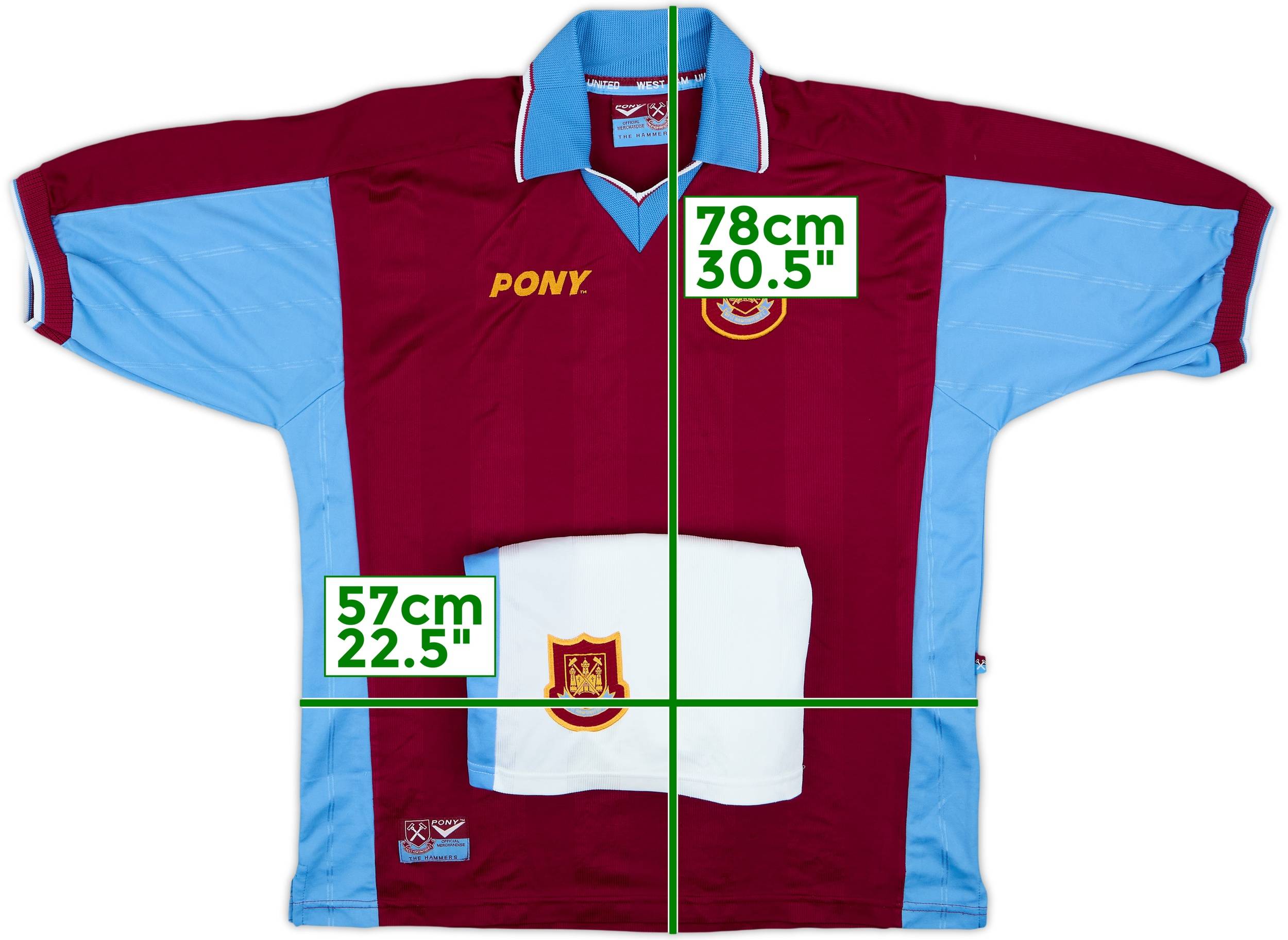 1997-98 West Ham Home Shirt & Shorts - 8/10 - (L)