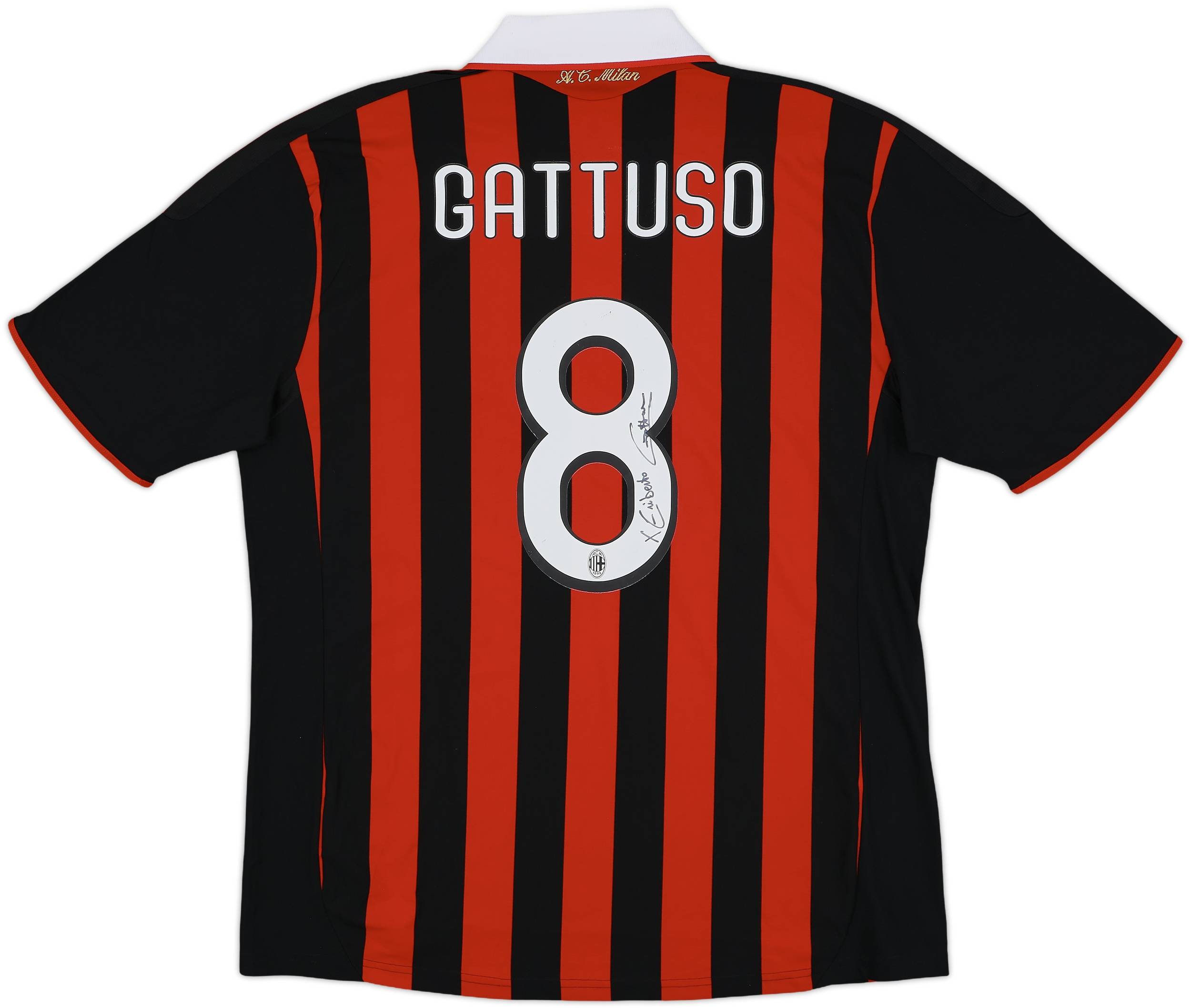 お気に入りの Gattuso Shirt Home Signed Milan AC 2009-10 #8 (XL) - 6/10 - ウェア