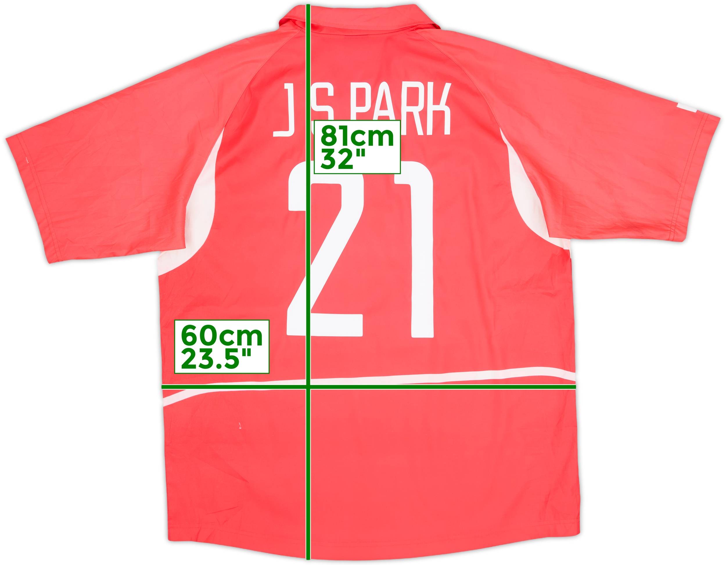 韓国代表　サッカー　トレーニングウェア 2002-03 South Korea Home Shirt J.S.Park #21 - 8/10 - (XL)