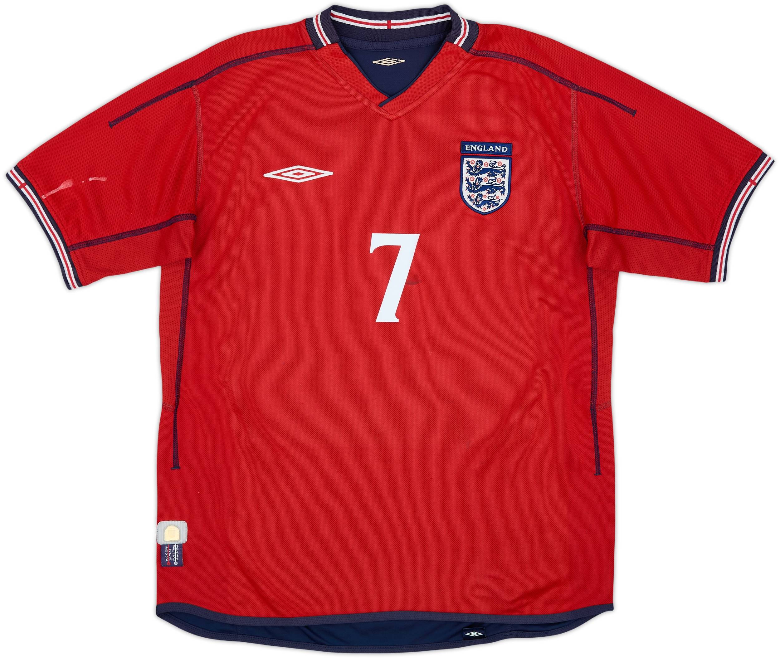 2002-04 England Away Shirt Beckham #7 - 6/10 - (L)