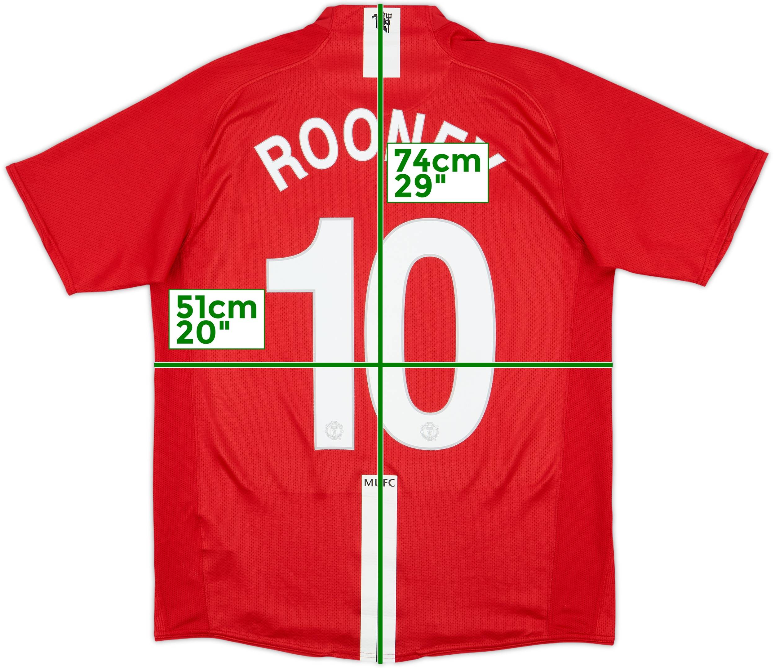 2007-09 Manchester United Home Shirt Rooney #10 - 8/10 - (M)