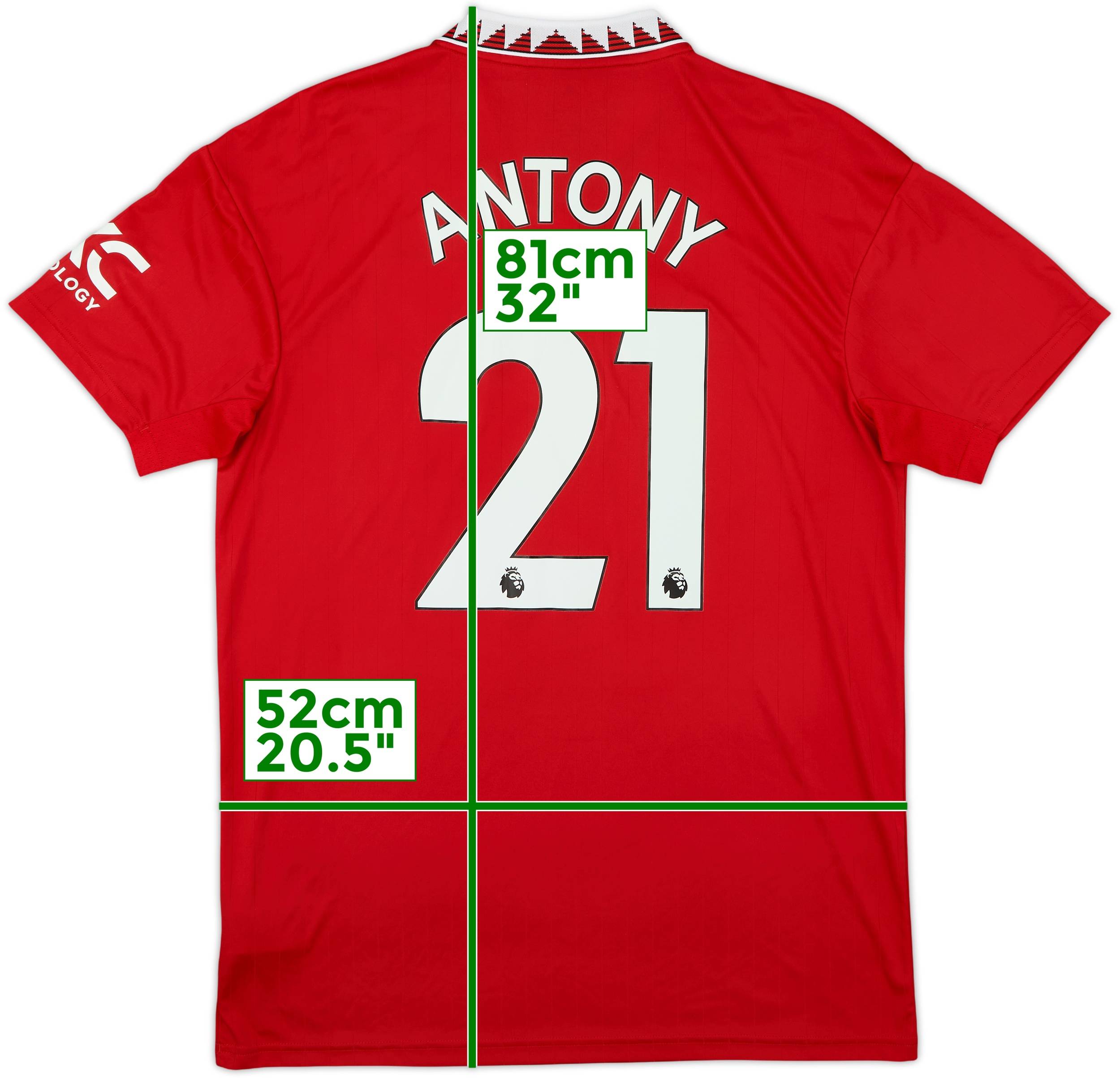 マンチェスター・ユナイテッド ANTONY 21番シャツ オーセンティック 2022-23 Manchester United Home Shirt Antony #21 - 8/10 - (L)