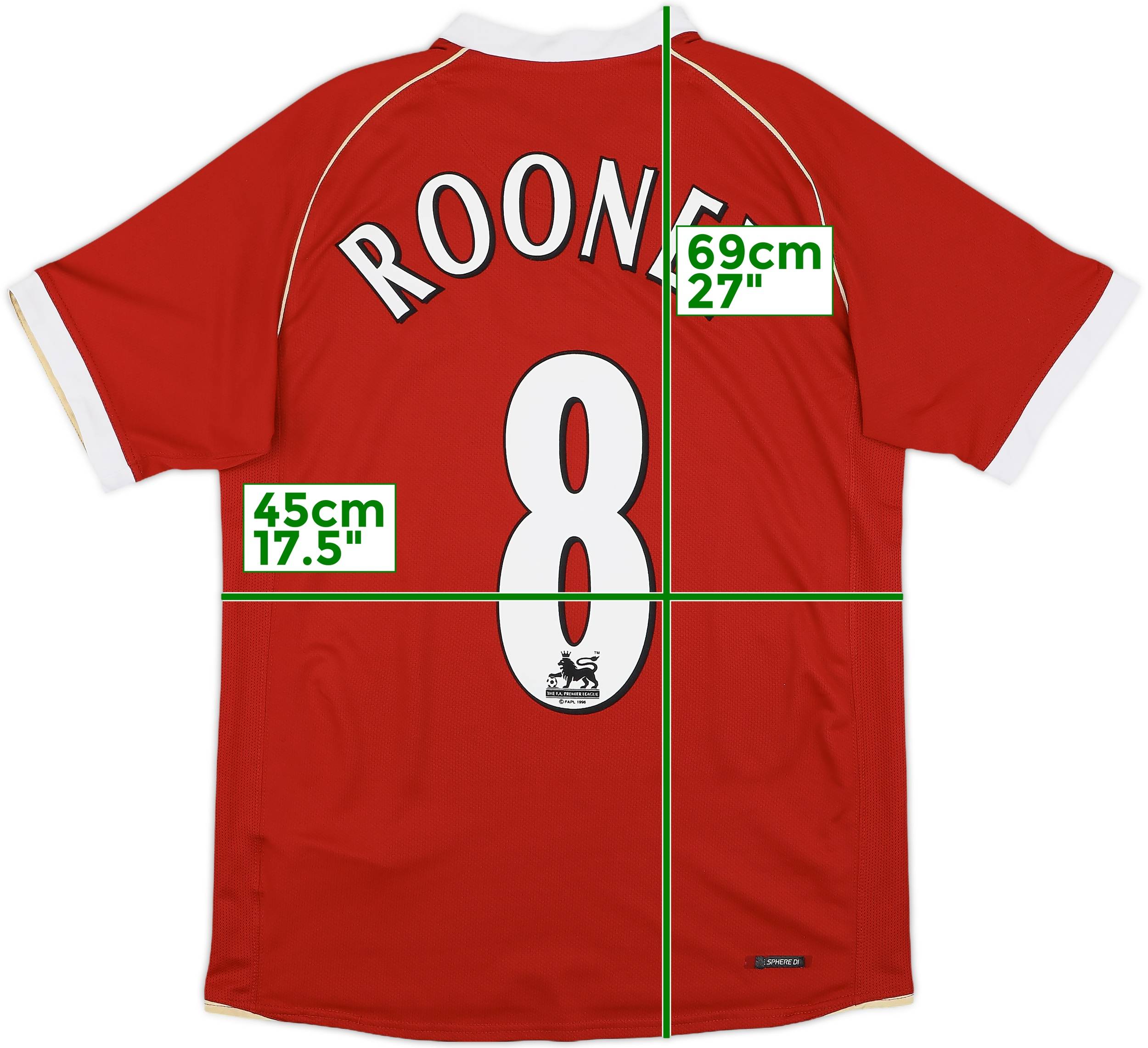 海外ブランド  2006-07 Manchester United Home Shirt Rooney #8 - 9/10 - (S) ウェア