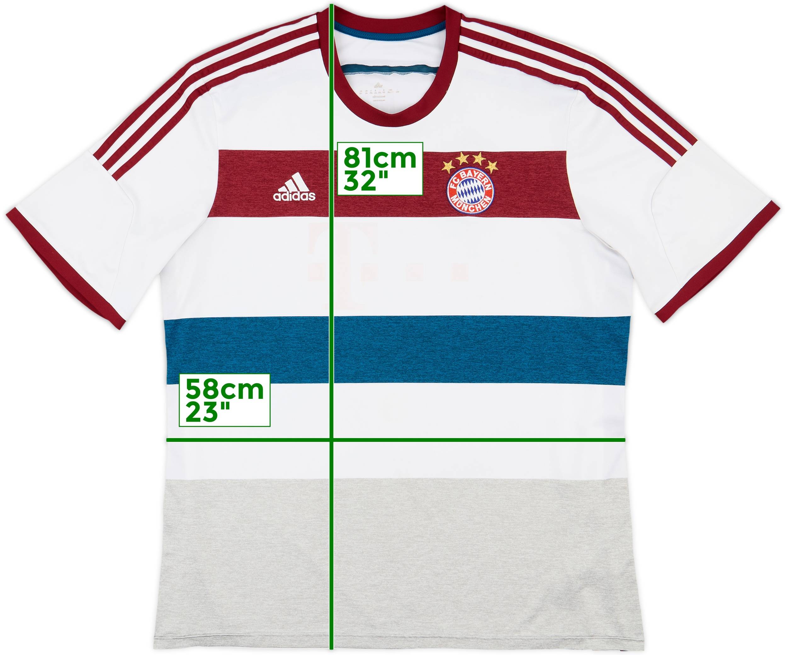 14/15 adidas × BAYERN Away Game Shirts 2014-15 Bayern Munich Away Shirt - 8/10 - (XL.Boys)