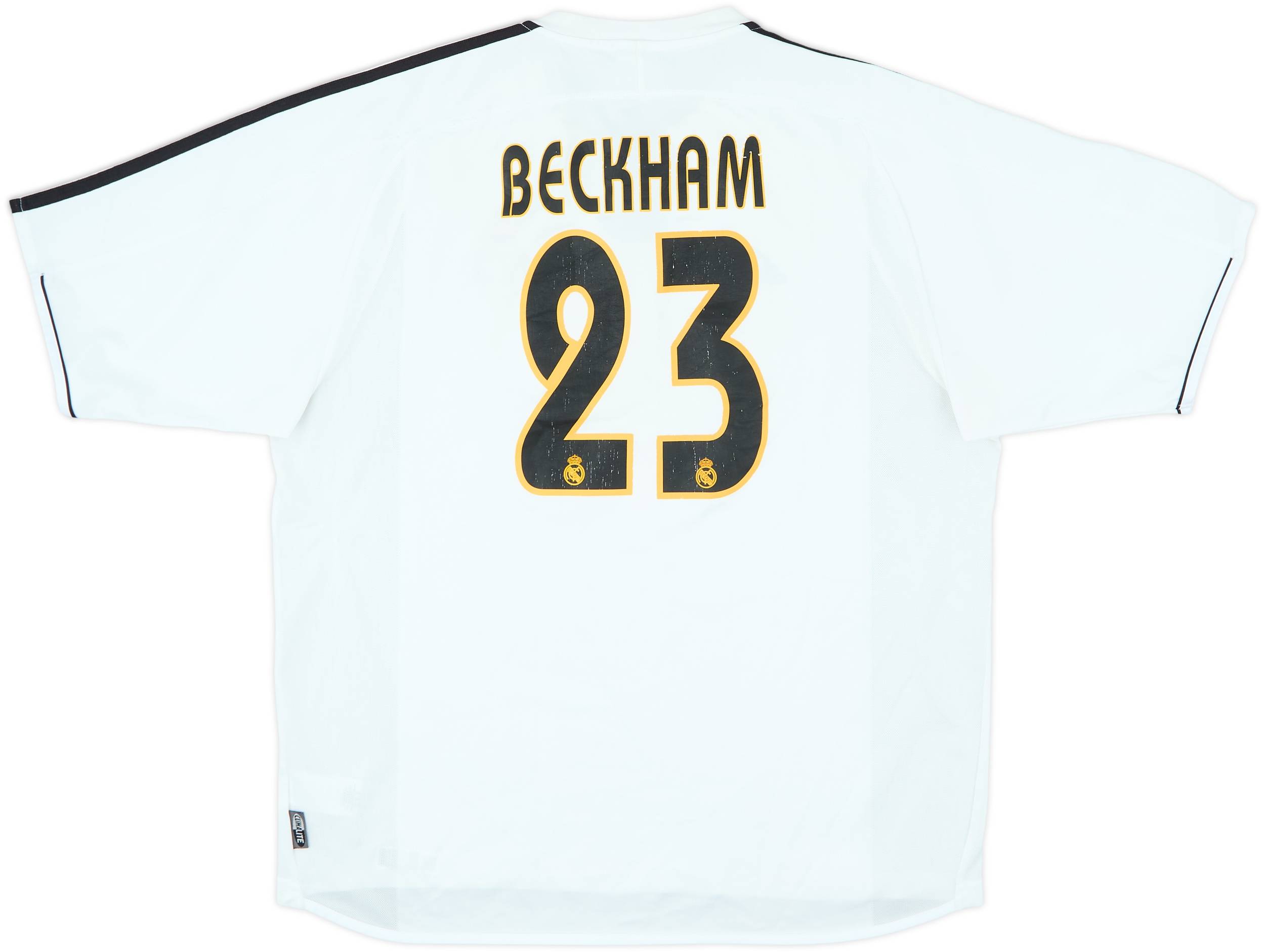 【正規品】REAL MADRID 2003/04 HOME KIT 2003-04 Real Madrid Home Shirt Beckham #23 - 6/10 - (XL)