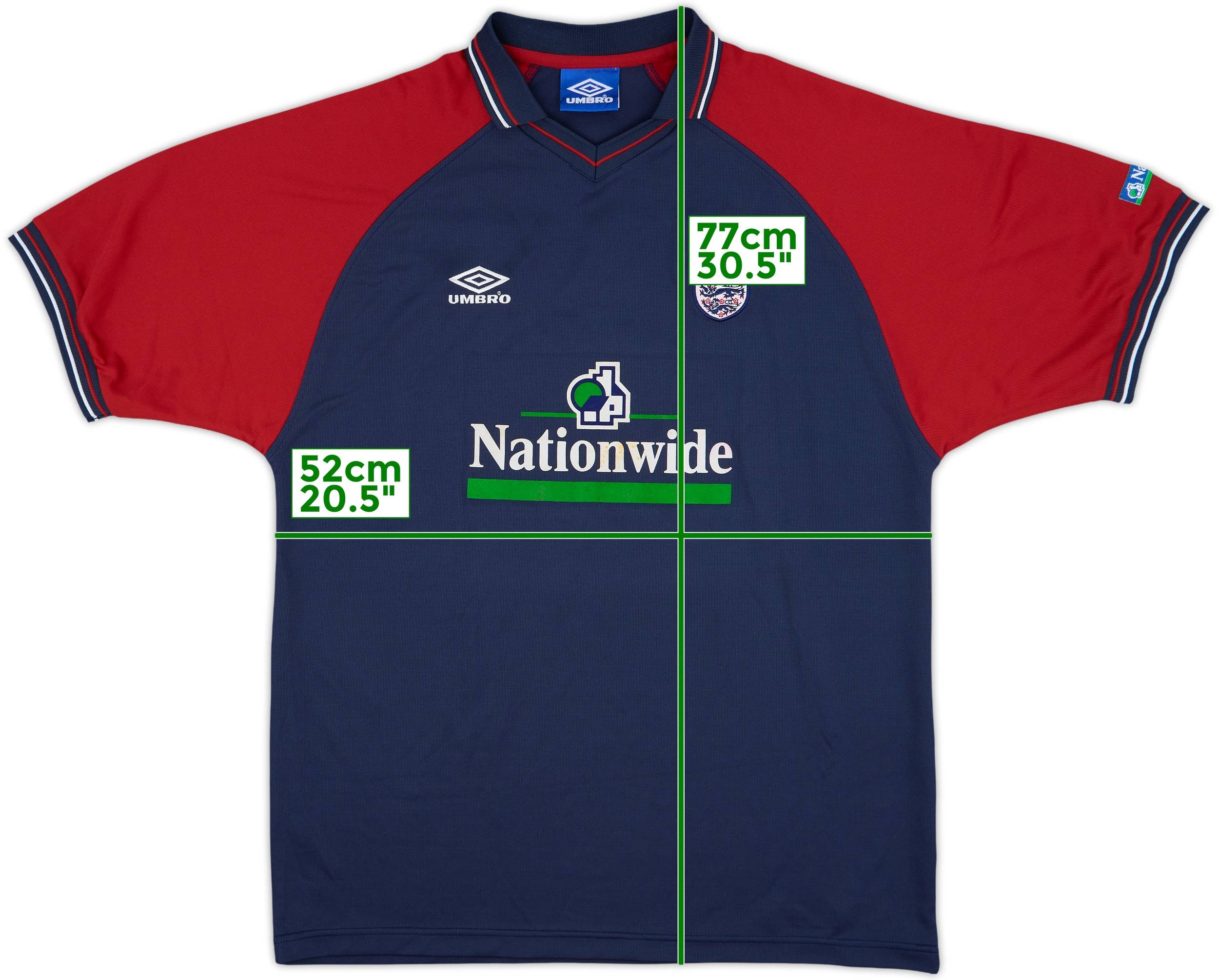 ENGLAND 1998 HOME FOOTBALL SHIRT SOCCER JERSEY UMBRO sz L