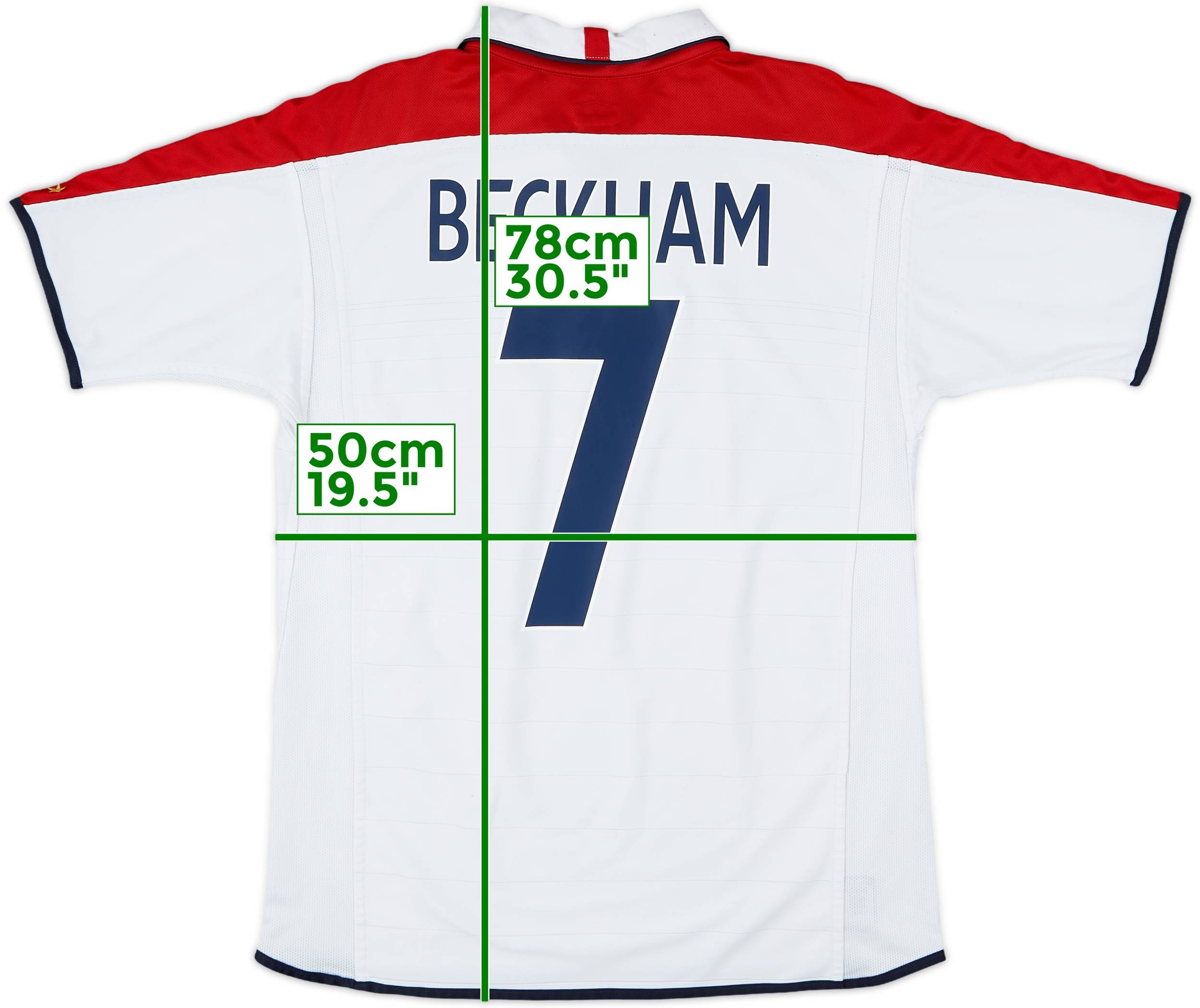 2003-05 England Home Shirt Beckham #7 - 6/10 - (M)