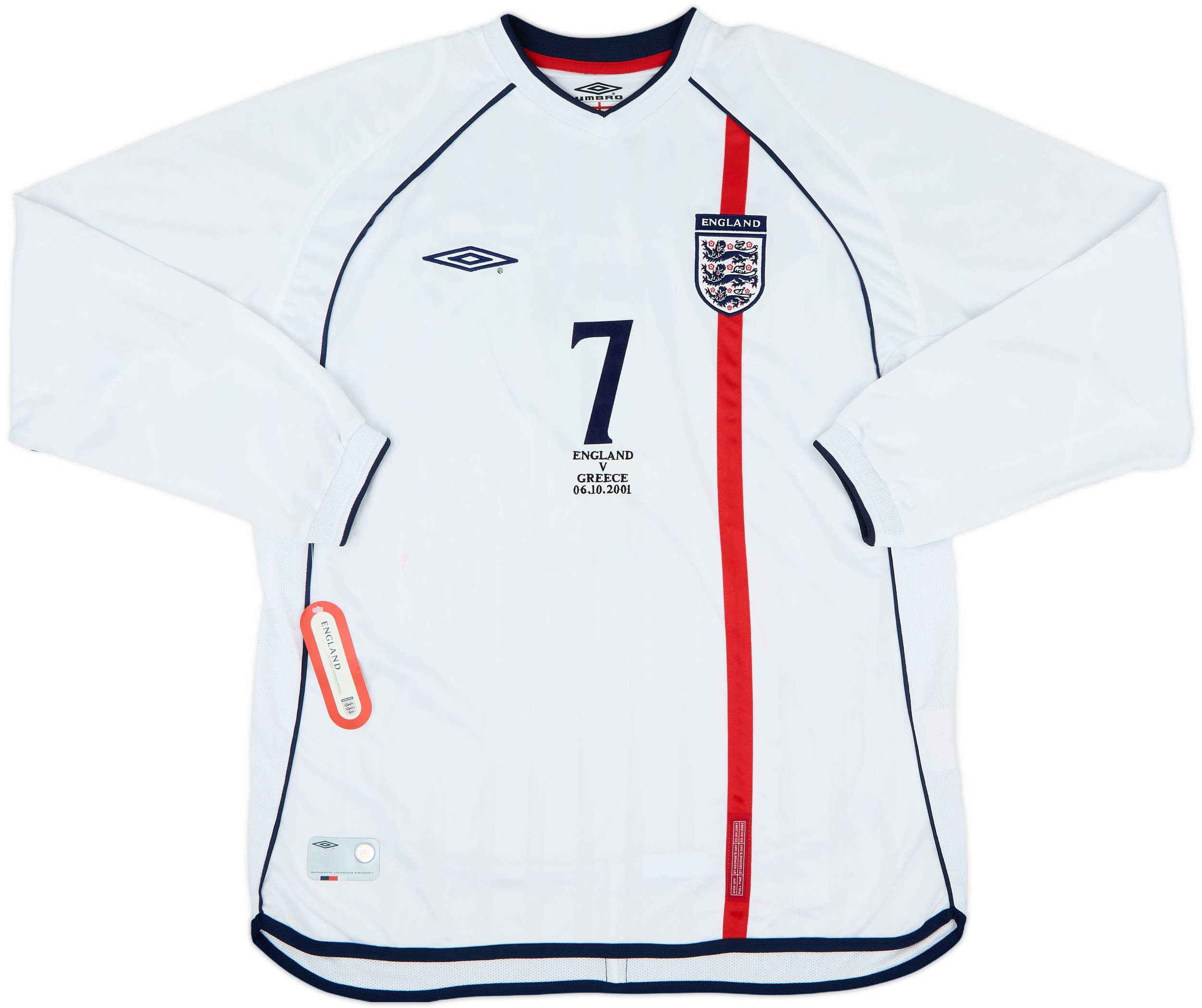 【人気商品！】 Shirt L/S Home England 2001-03 Beckham (XL) #7 トップス