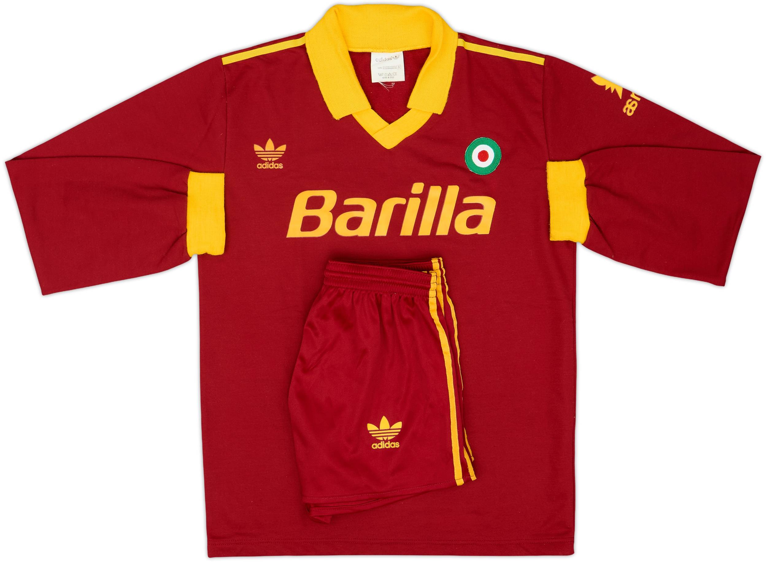 1991-92 Roma Home L/S Shirt & Shorts - 9/10 - (S)