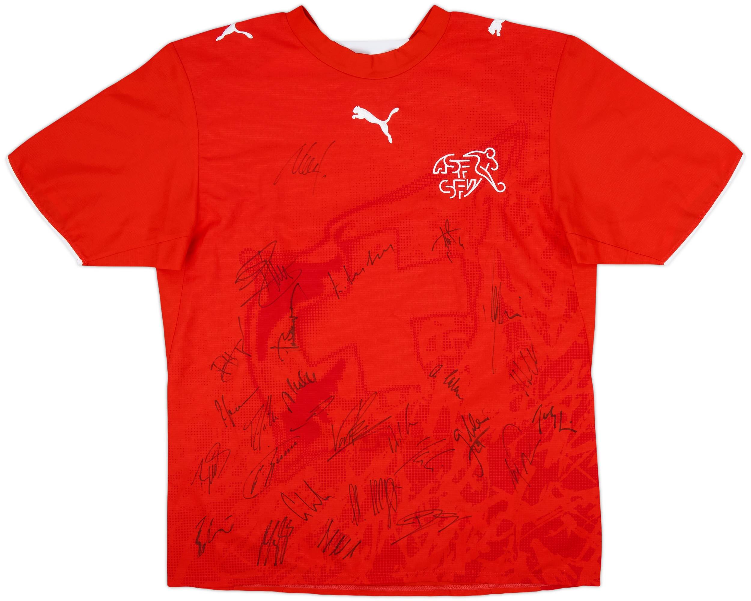 Lotto 赤 スイス代表ユニフォーム　XLサイズ 2006-08 Switzerland Signed Home Shirt - 8/10 - (XL)