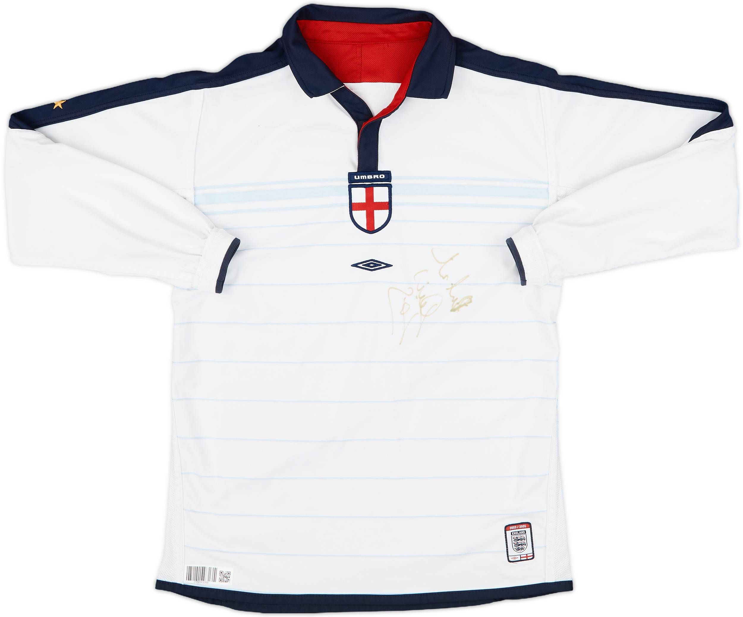 2003-05 England Signed Home L/S Shirt - 7/10 - (L.Boys)