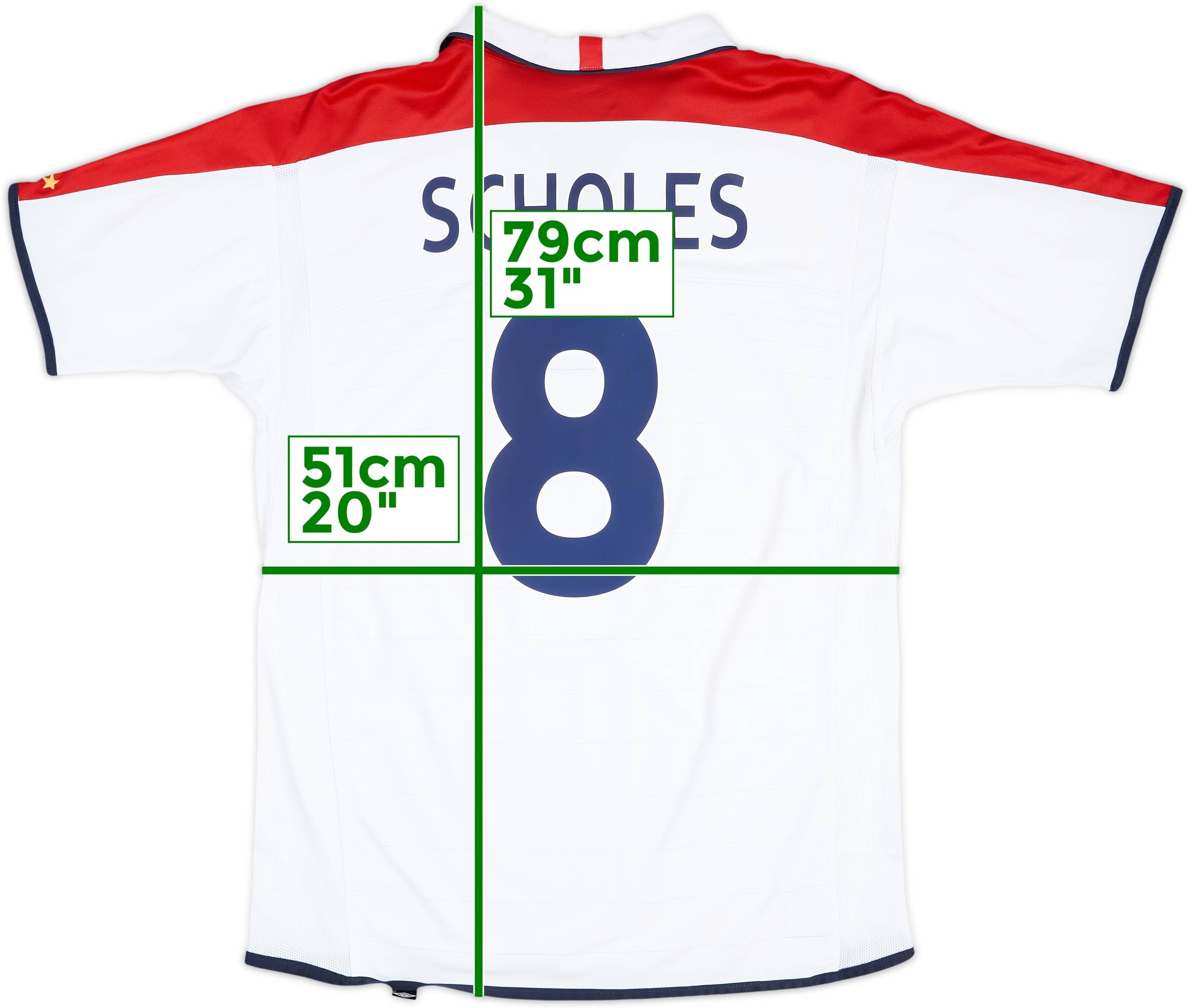 2003-05 England Home Shirt Scholes #8 - 9/10 - (L)