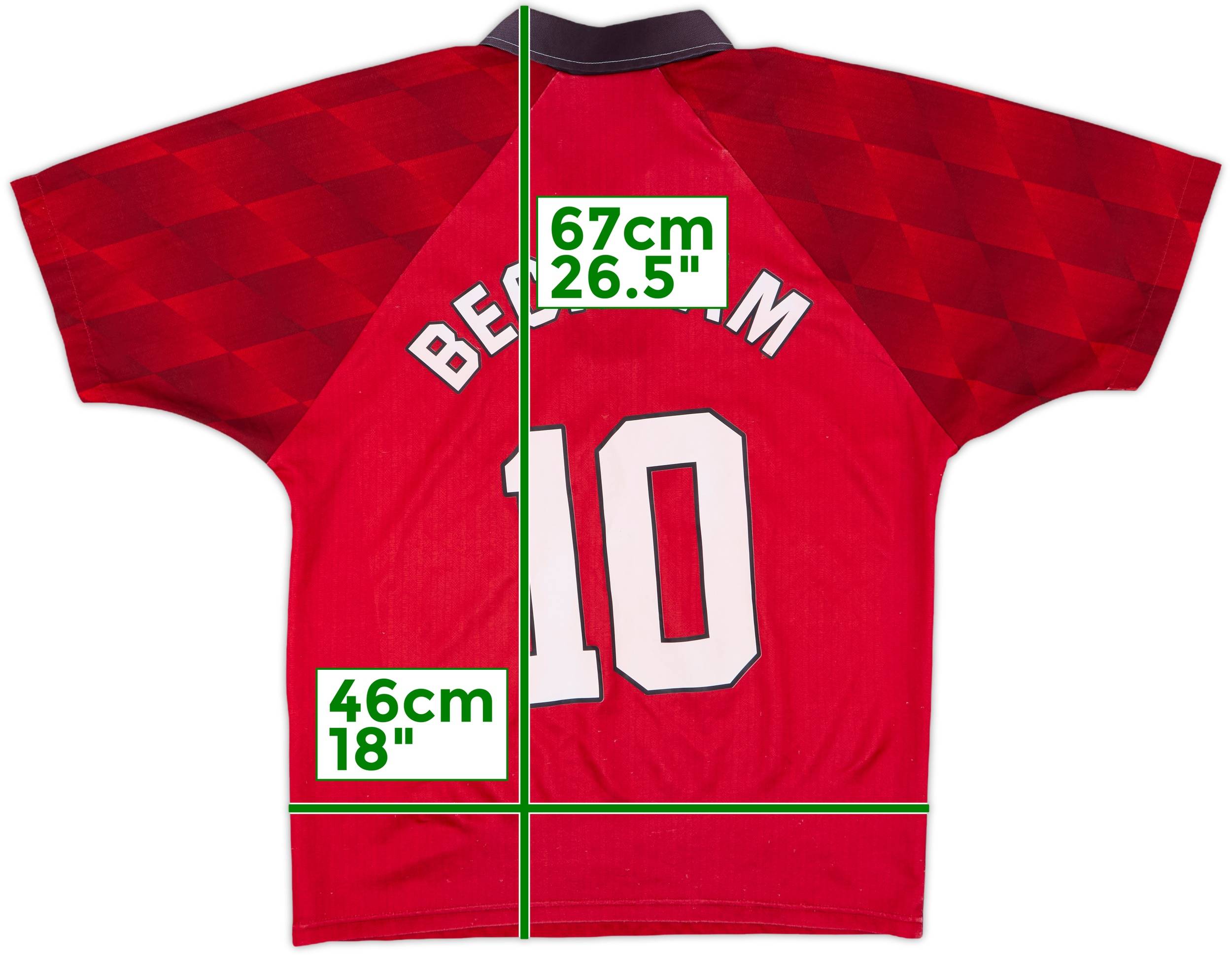 1996-98 Manchester United Home Shirt Beckham #10 - 8/10 - (Y)
