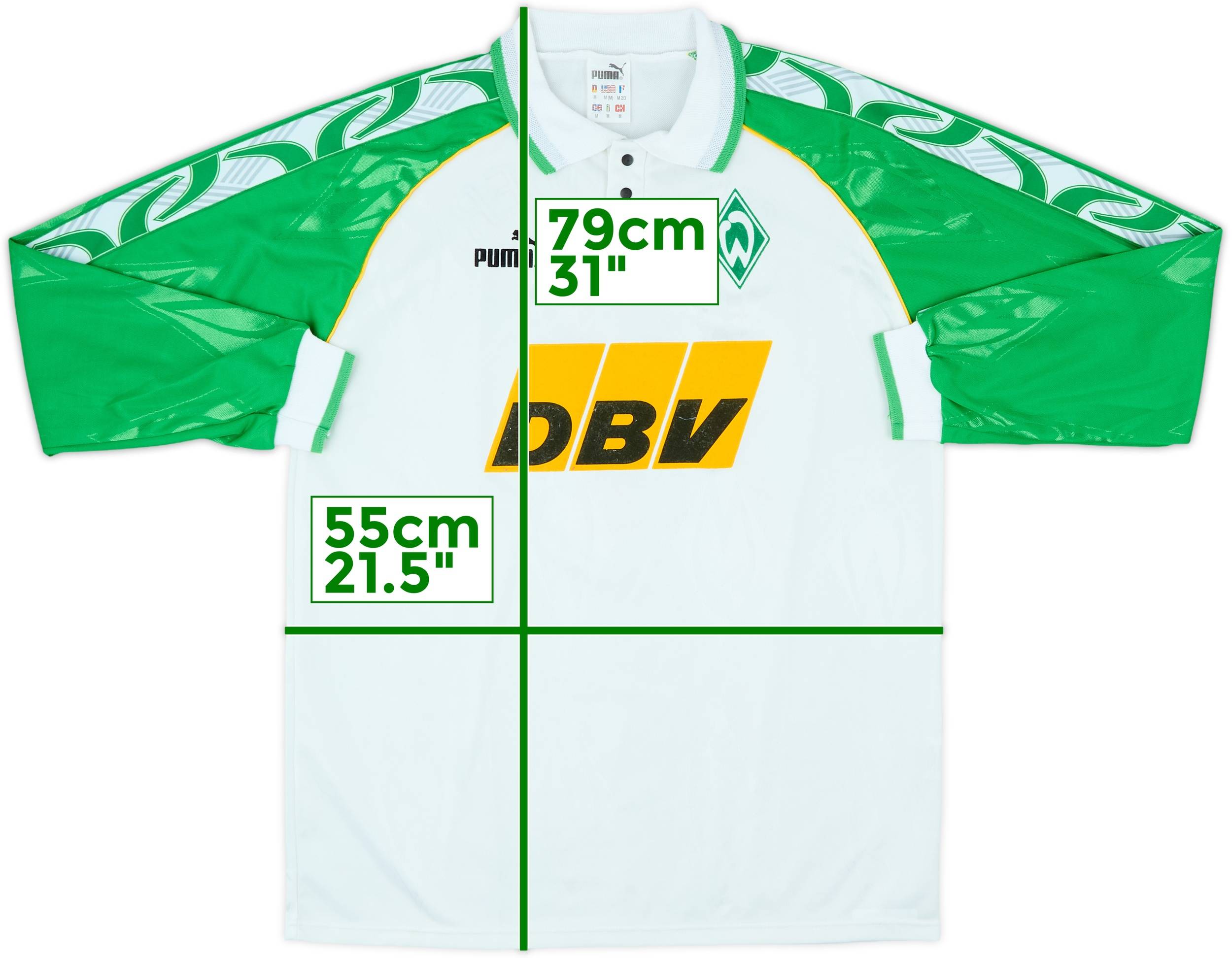 WERDER BREMEN 1993/1994 FOOTBALL L/S SHIRT JERSEY HOME PUMA