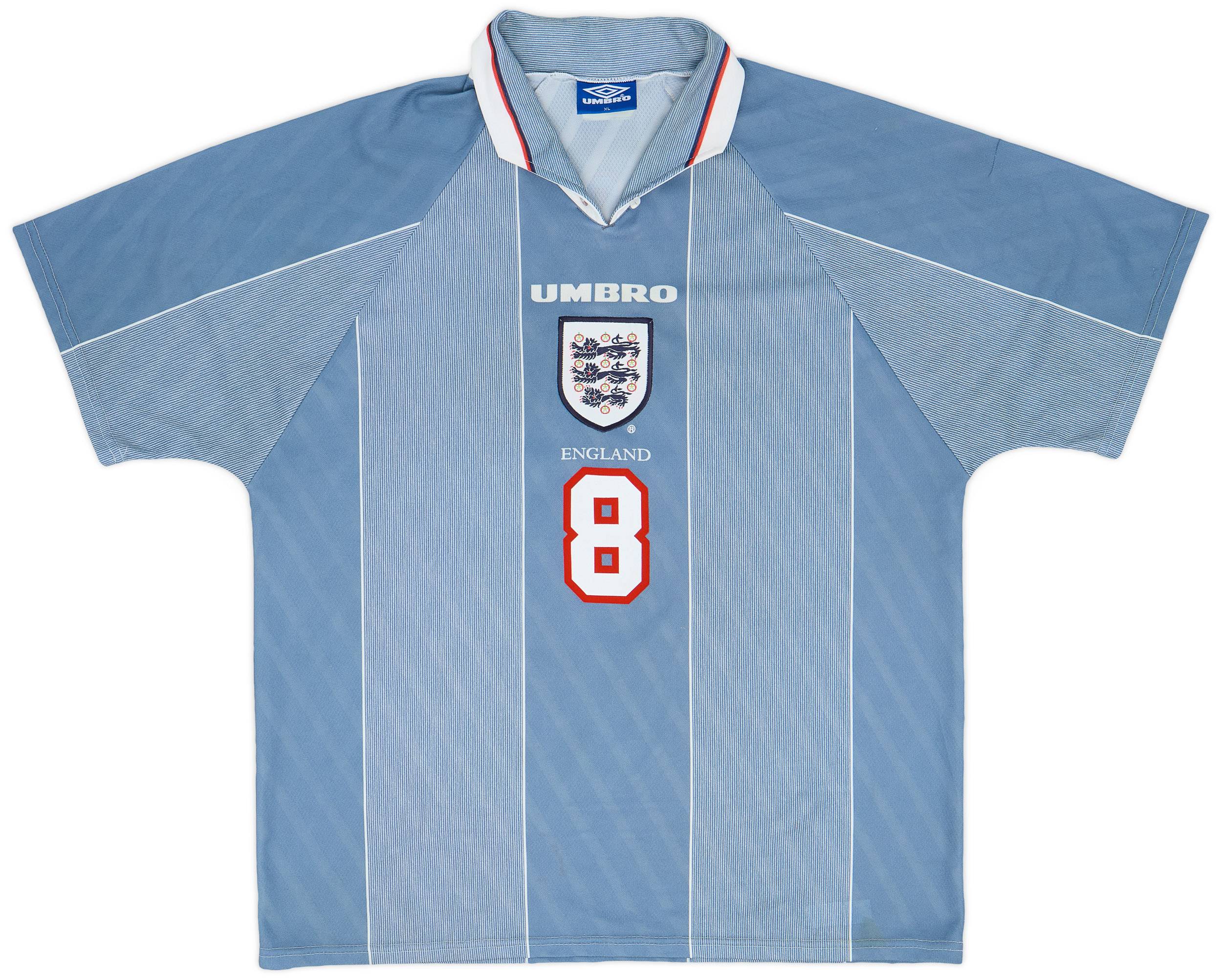 1996 ENGLAND Away S/S No.8 GASCOIGNE UMBRO EURO 96 FA 96-97