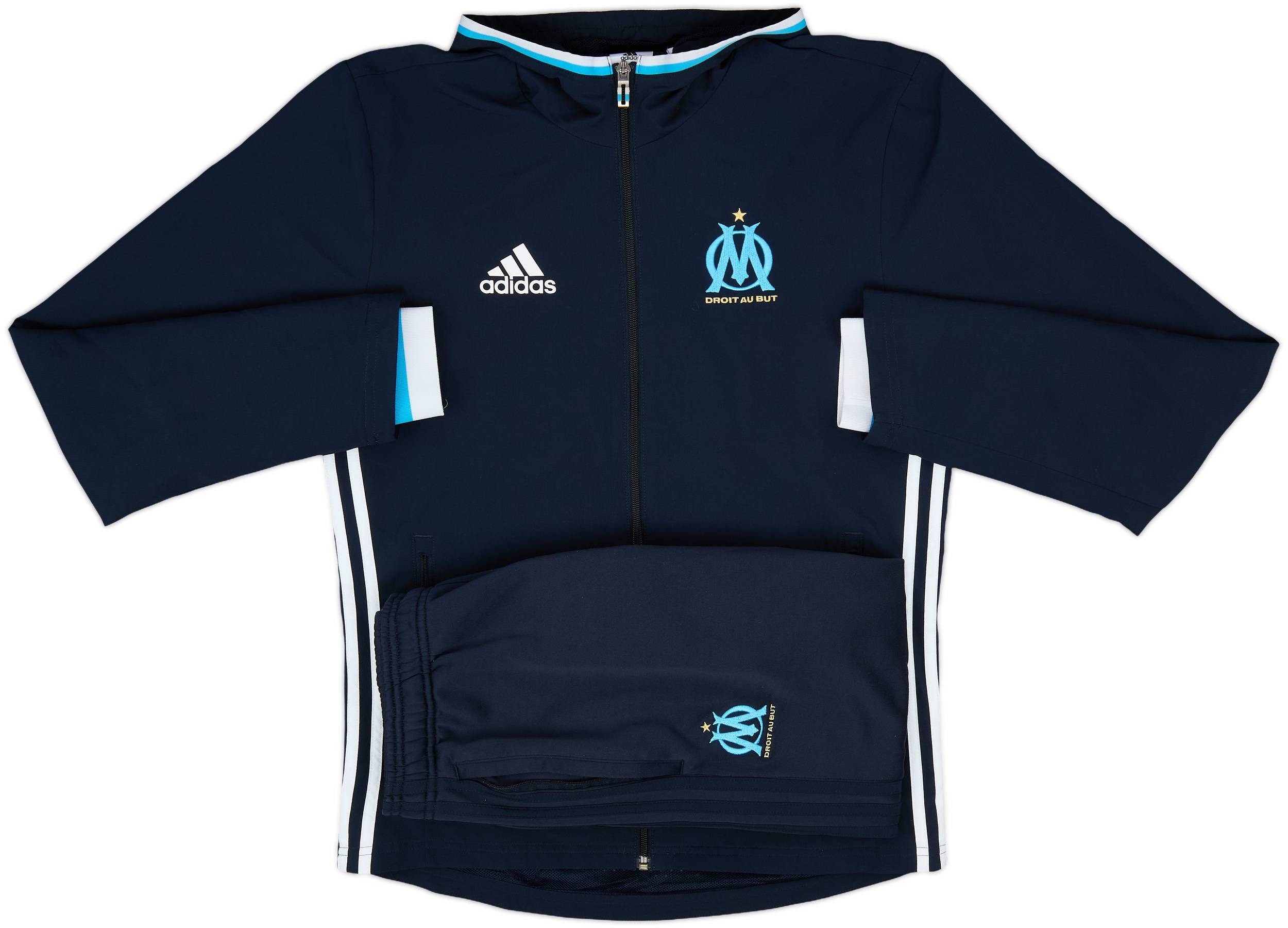 2016-17 Olympique Marseille adidas Hooded Tracksuit - 7/10 - (S)