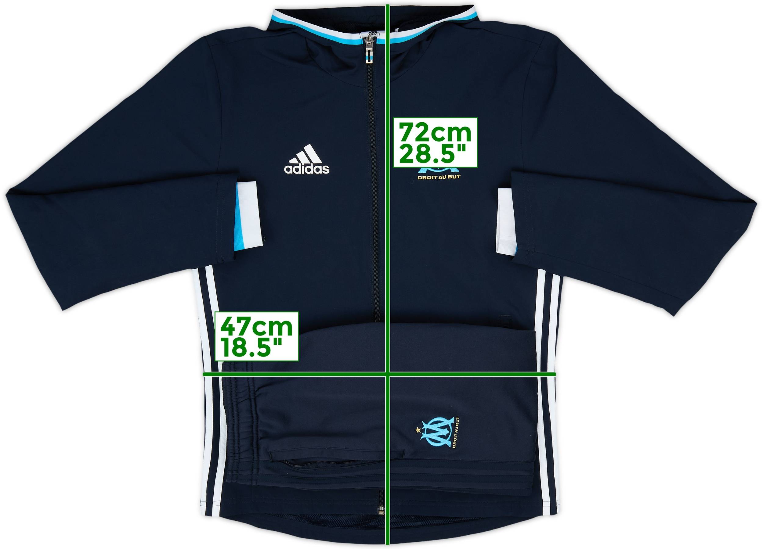 2016-17 Olympique Marseille adidas Hooded Tracksuit - 7/10 - (S)