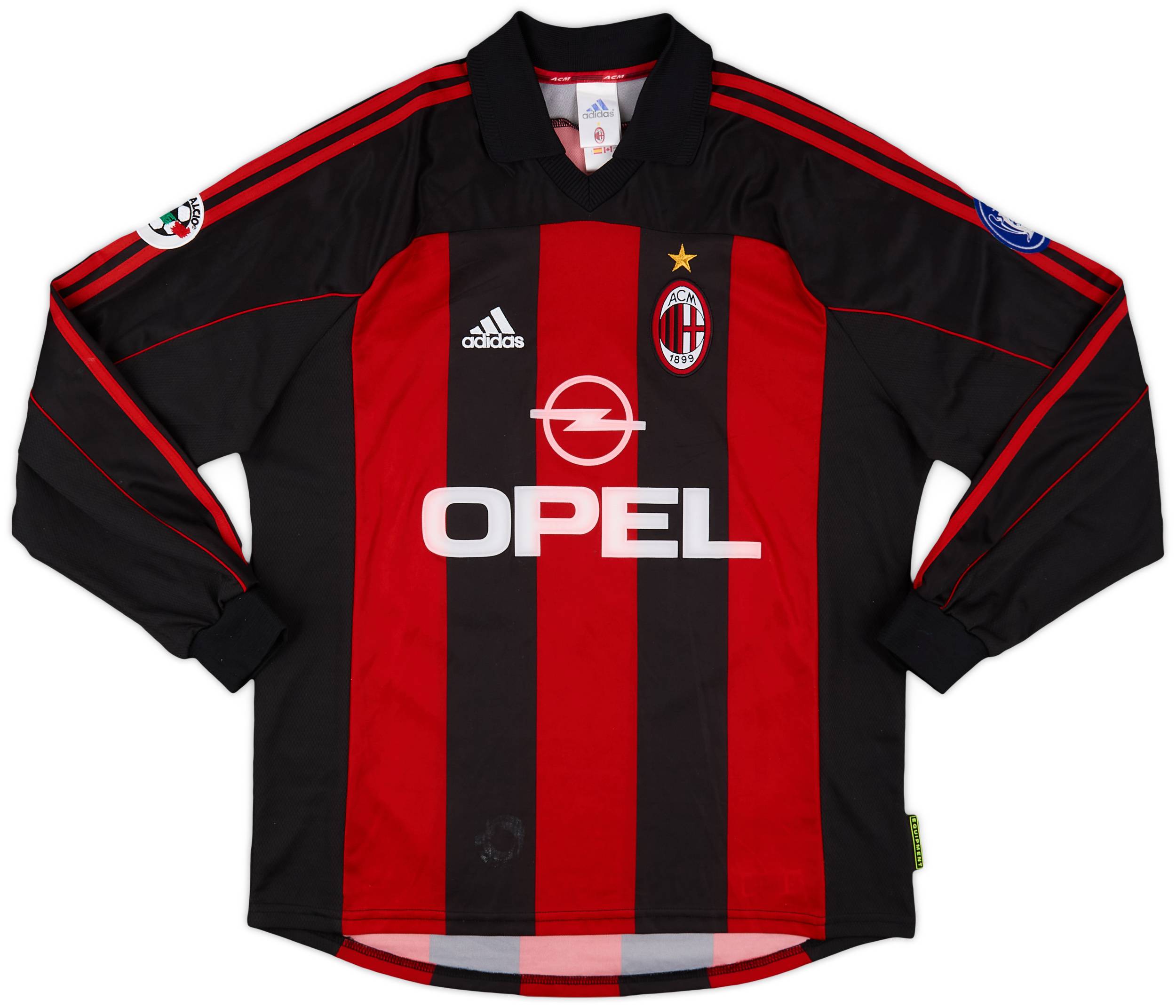 2001-02 AC Milan Match Issue Home L/S Shirt Brocchi #32